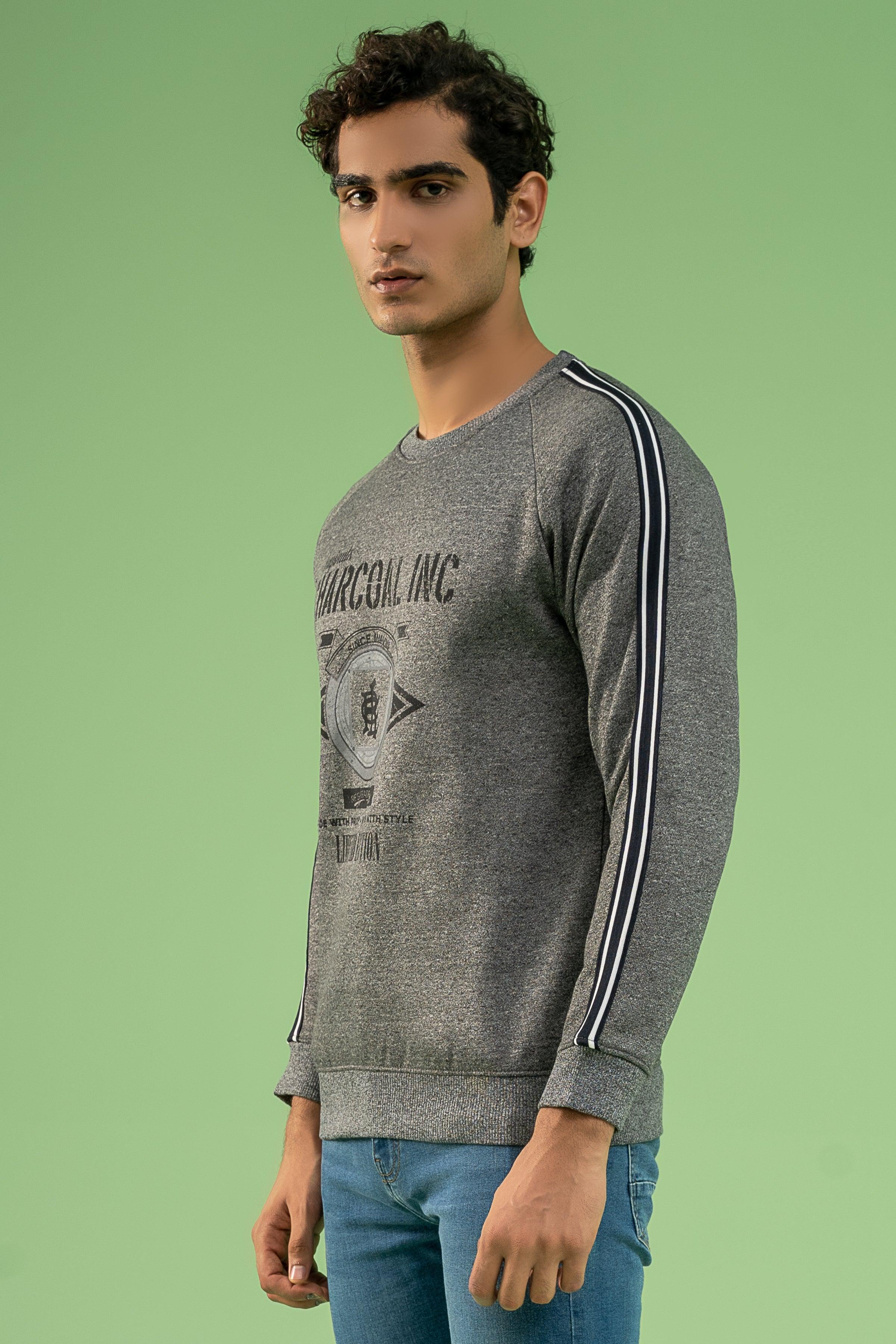 CHAIN YARN FLEECE SWEAT SHIRT GREY at Charcoal Clothing