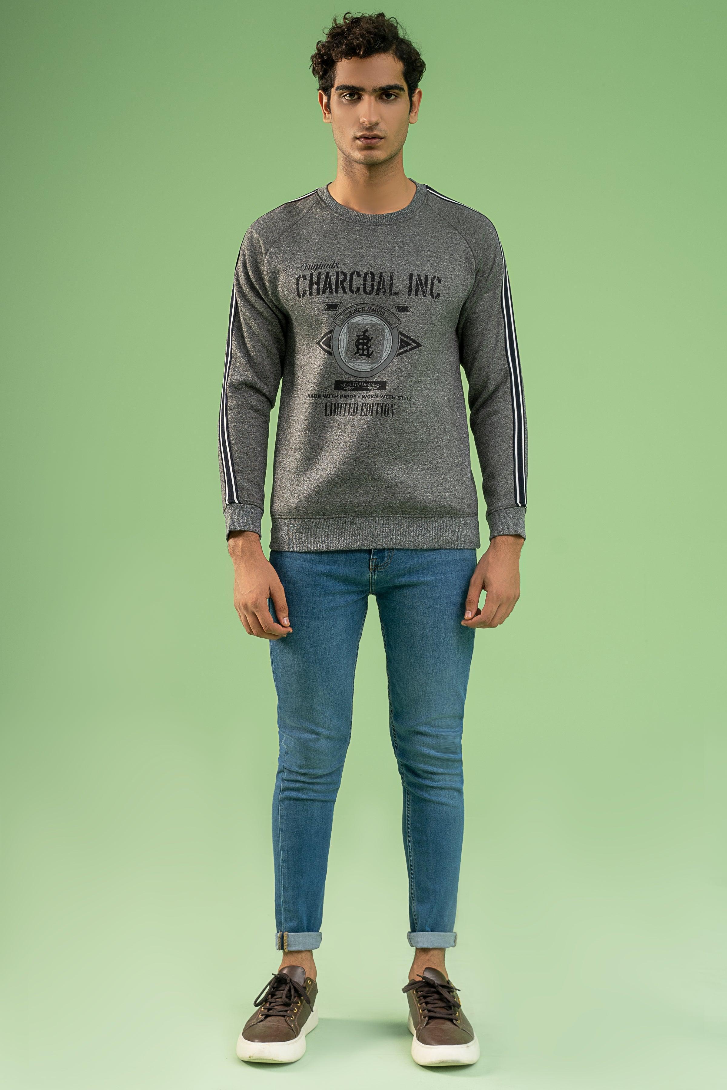 CHAIN YARN FLEECE SWEAT SHIRT GREY at Charcoal Clothing