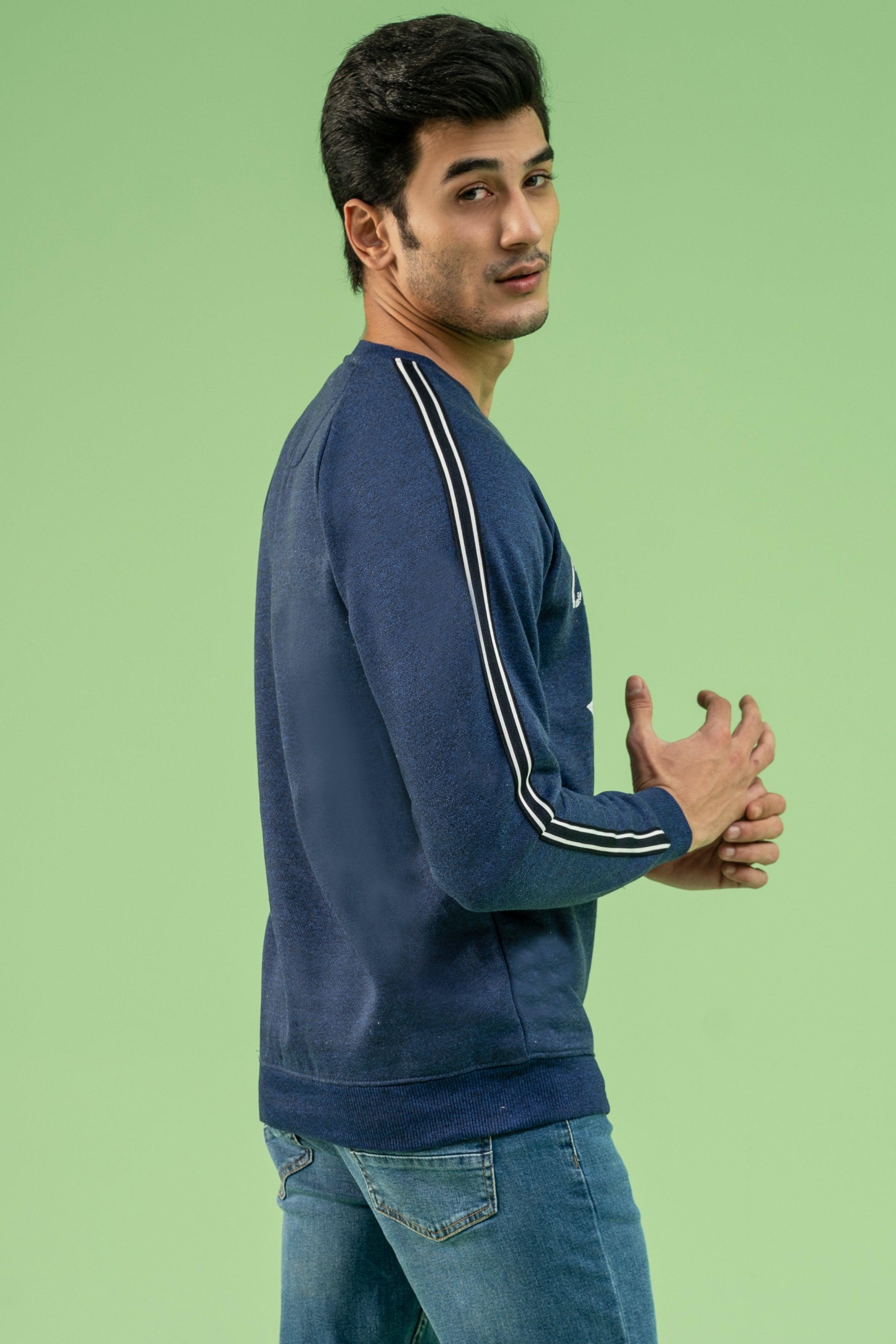 CHAIN YARN FLEECE SWEAT SHIRT INDIGO BLUE at Charcoal Clothing