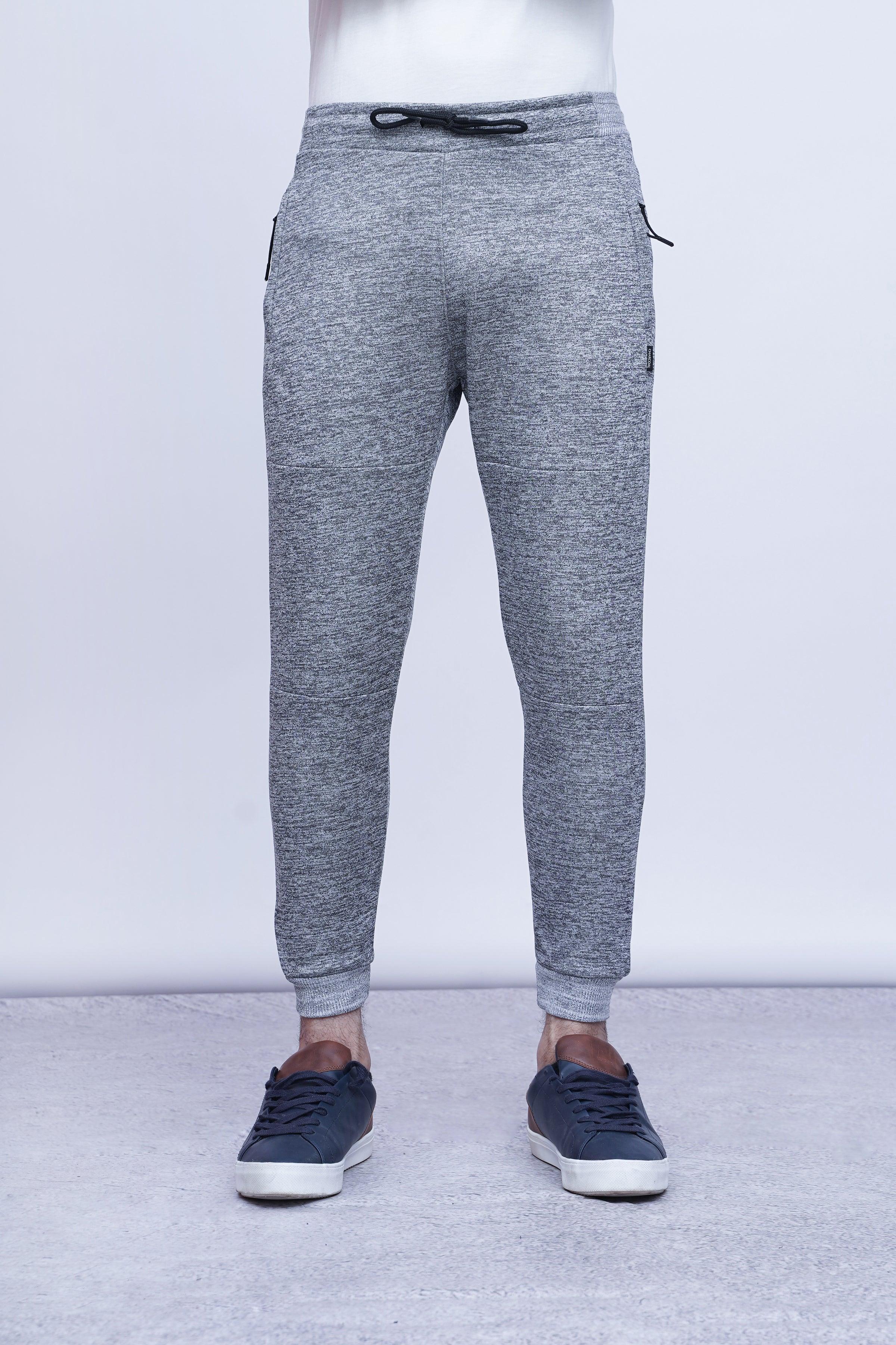 CHAIN YARN FLEECE TROUSER GREY MELANGE at Charcoal Clothing