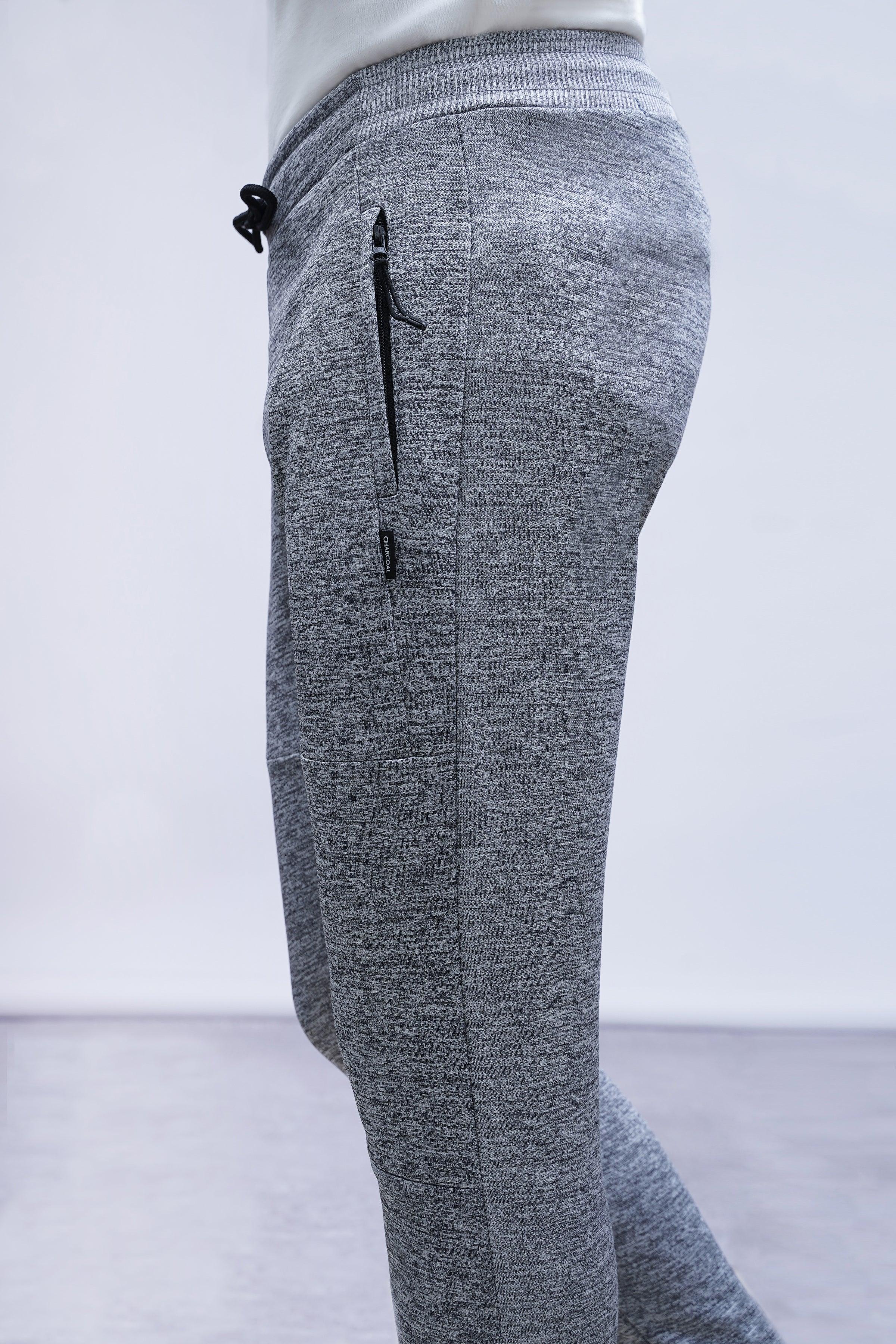 CHAIN YARN FLEECE TROUSER GREY MELANGE at Charcoal Clothing