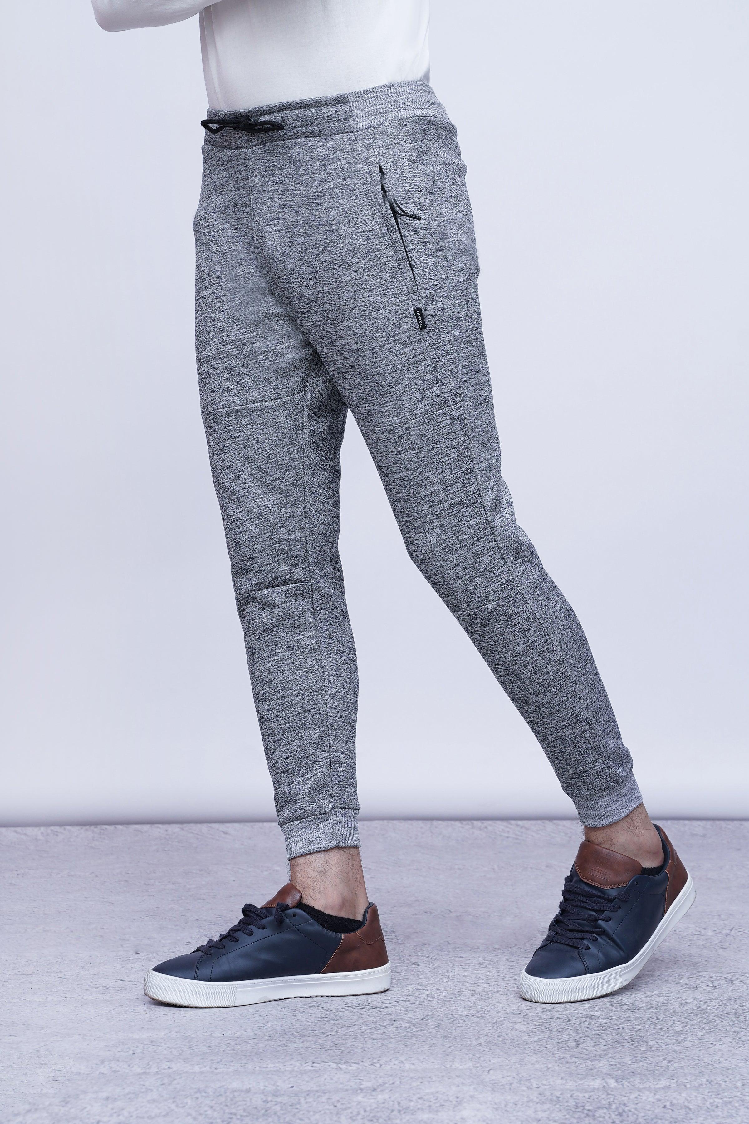 CHAIN YARN FLEECE TROUSER GREY MELANGE at Charcoal Clothing