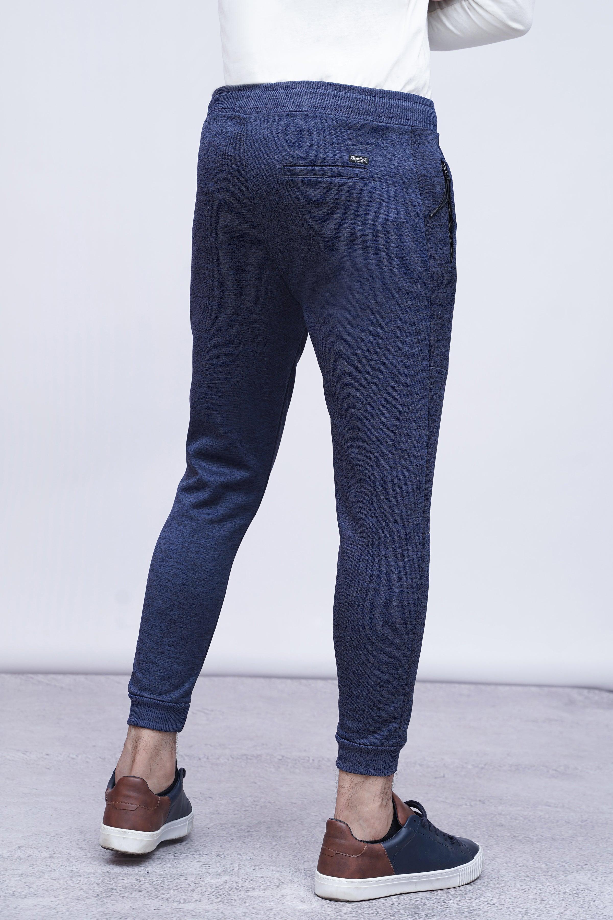 CHAIN YARN FLEECE TROUSER NAVY MELANGE at Charcoal Clothing