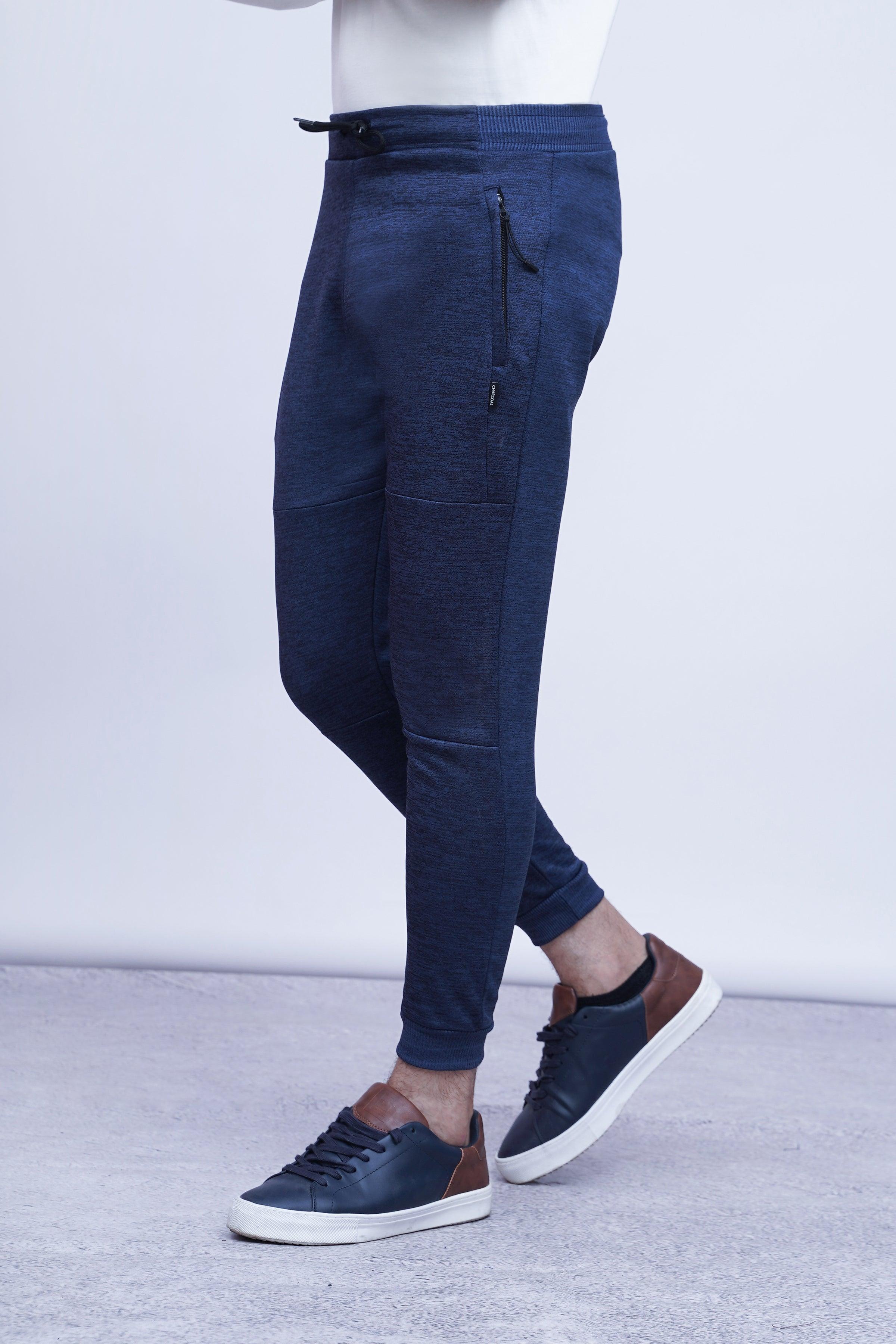 CHAIN YARN FLEECE TROUSER NAVY MELANGE at Charcoal Clothing