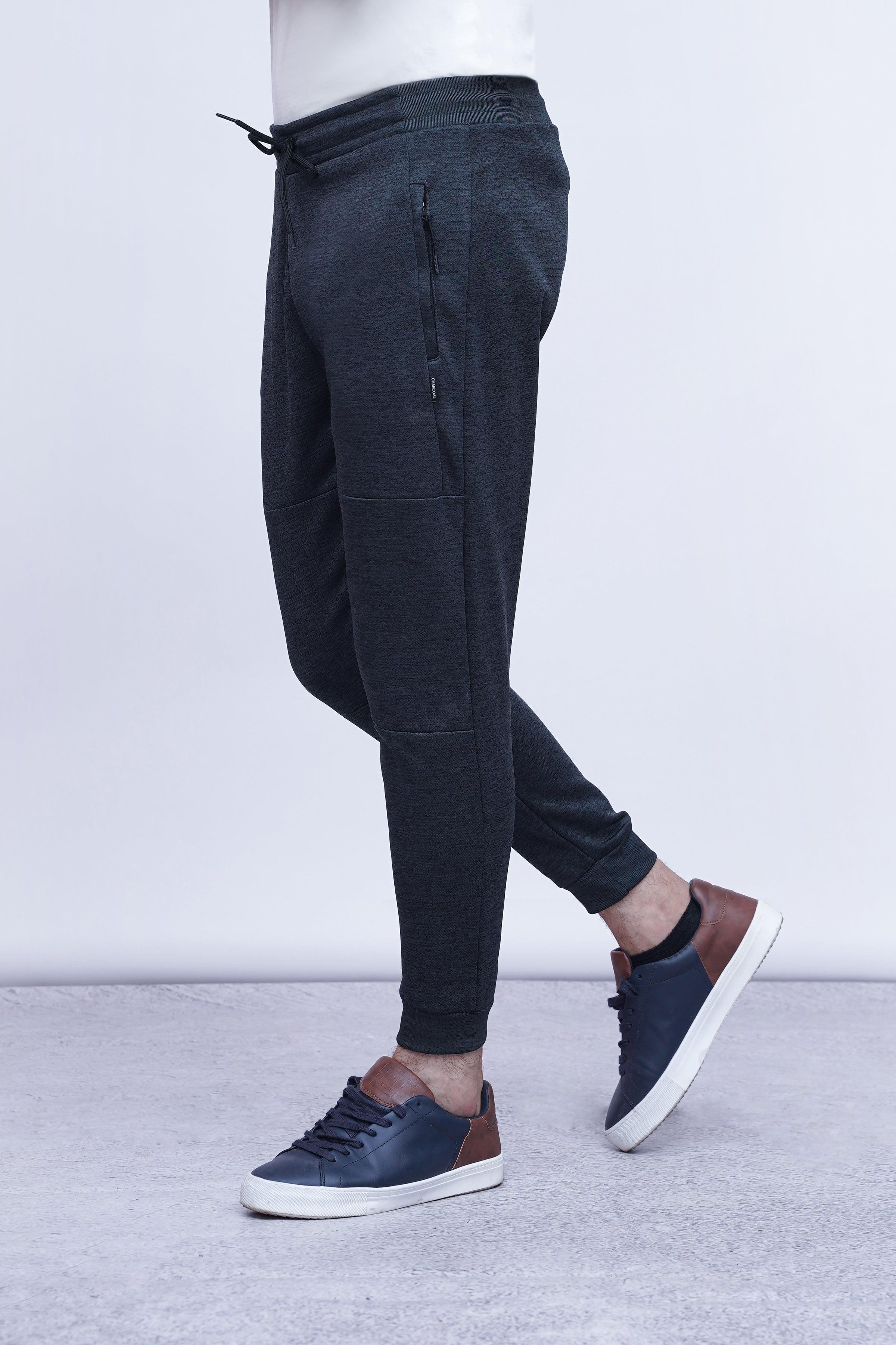 CHAIN YARN FLEECE TROUSER OLIVE MELANGE at Charcoal Clothing
