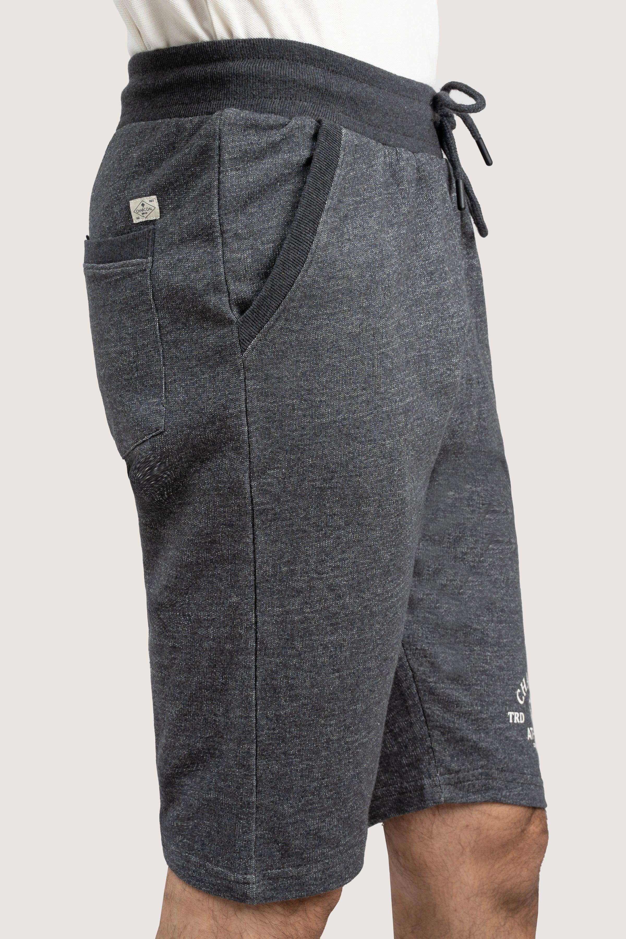 CHAIN YARN REGULAR FIT DARK GREY SHORTS at Charcoal Clothing
