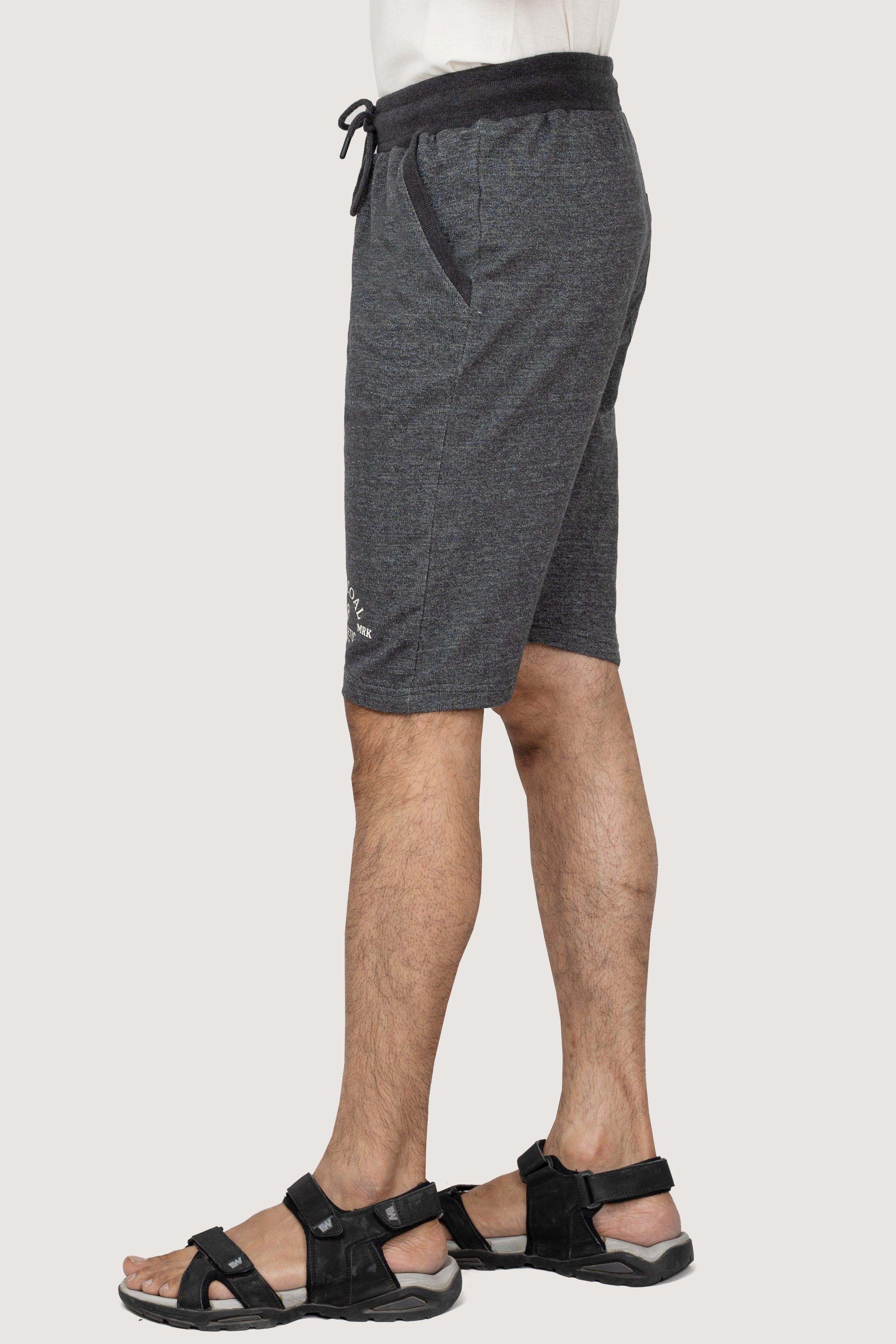 CHAIN YARN REGULAR FIT DARK GREY SHORTS at Charcoal Clothing