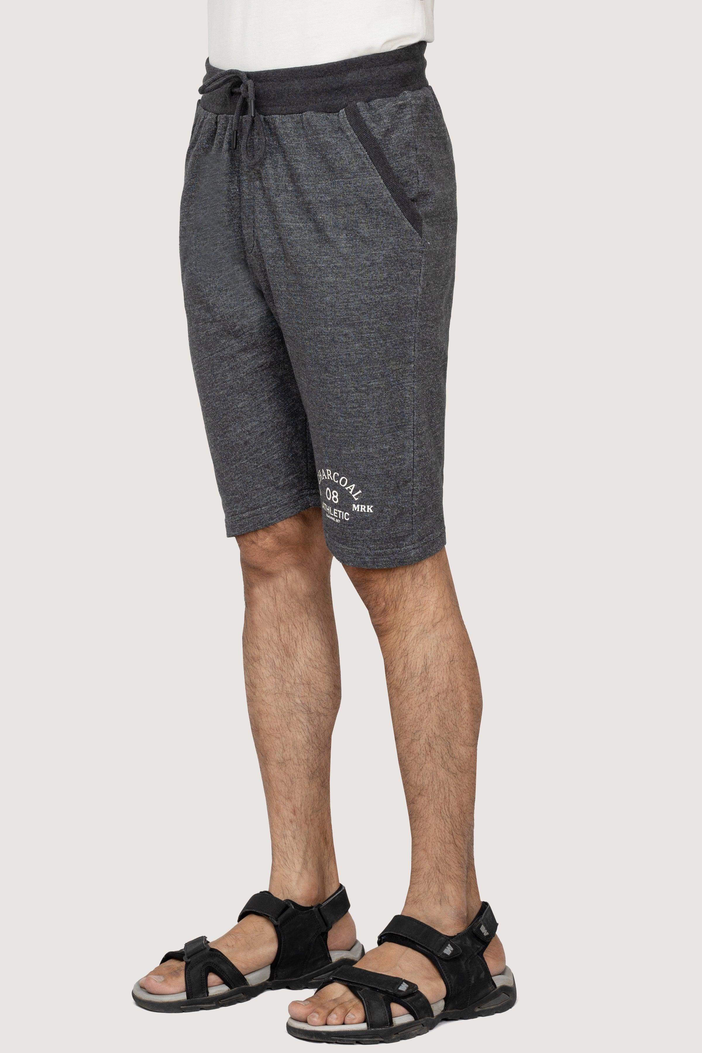 CHAIN YARN REGULAR FIT DARK GREY SHORTS at Charcoal Clothing