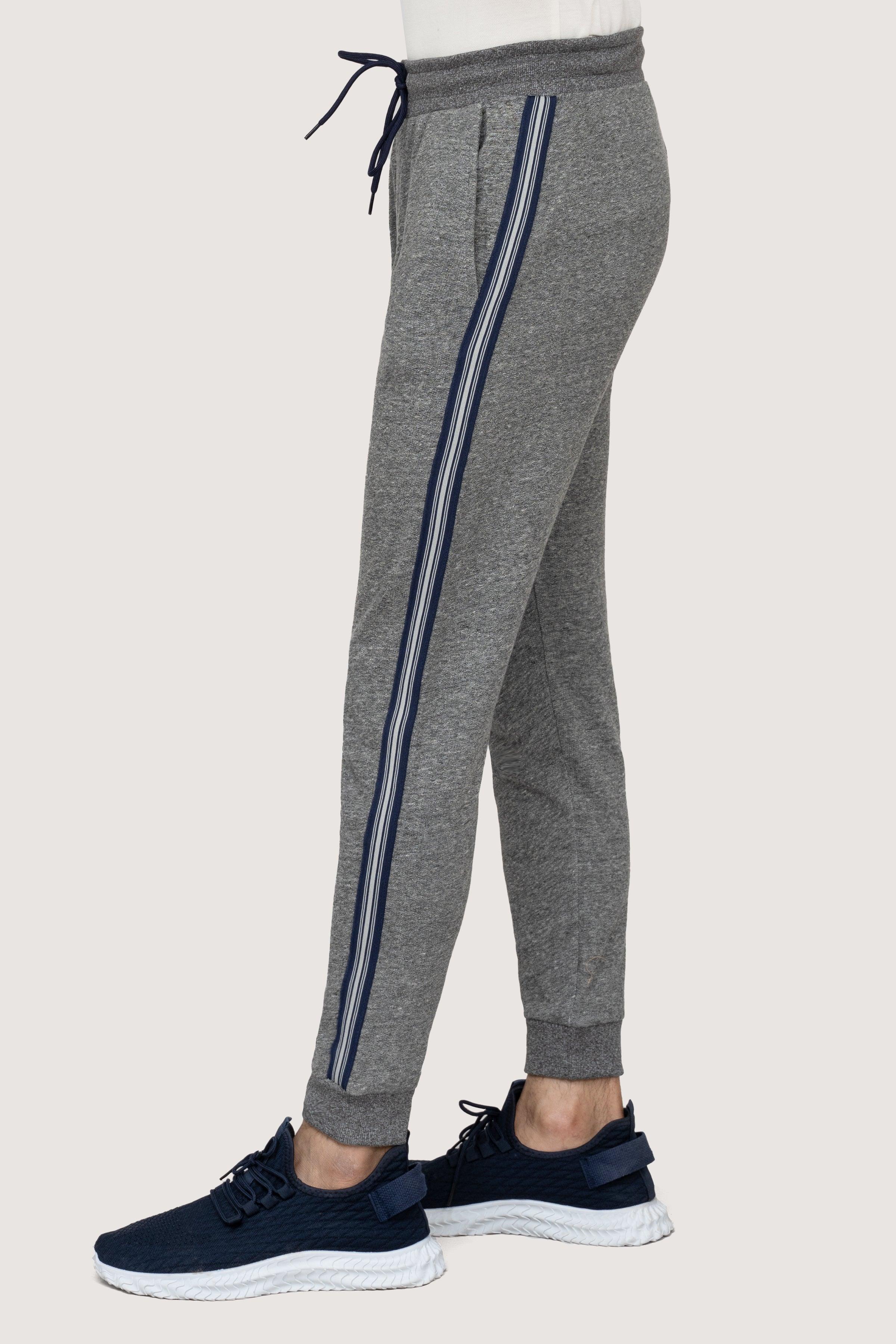CHAIN YARN SLIMFIT JOGGER TROUSER GREY MELANGE at Charcoal Clothing