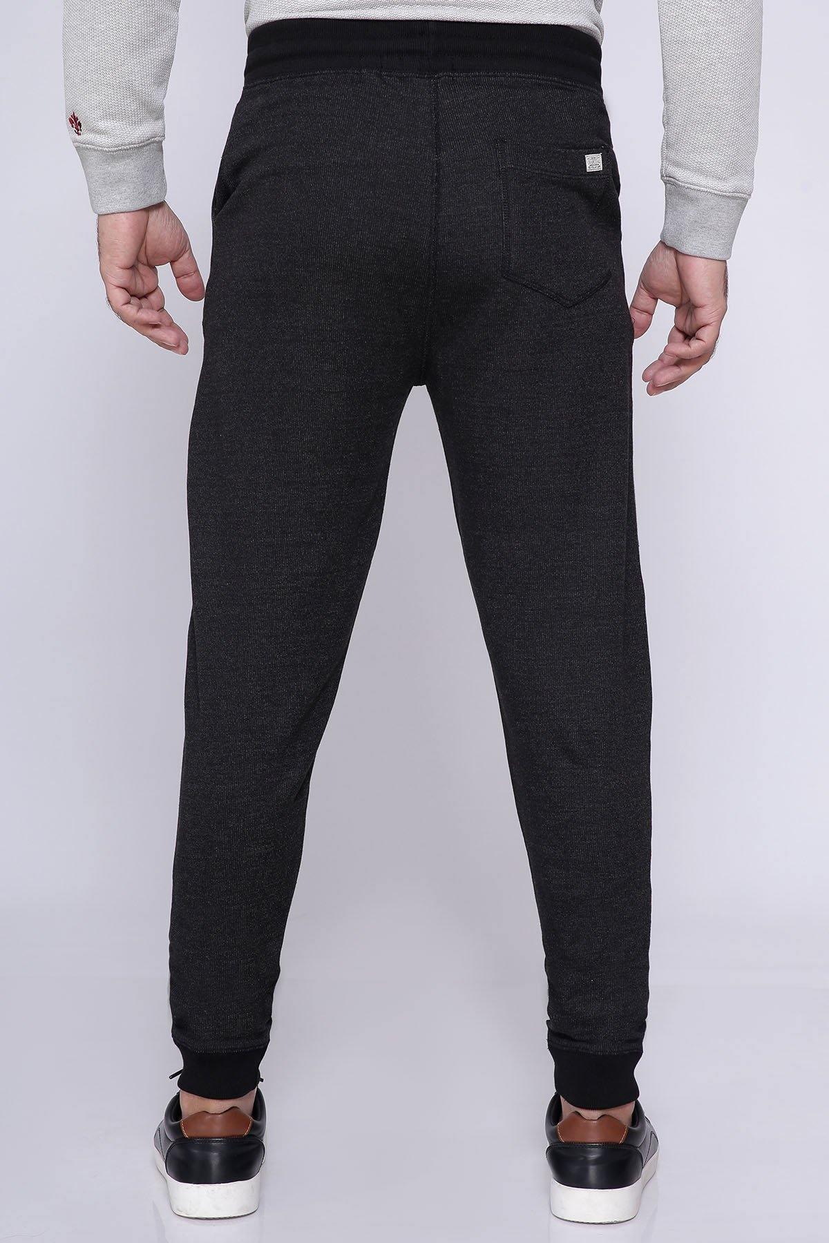 Chain yarn trousers with front seam pockets and tapered slim fit