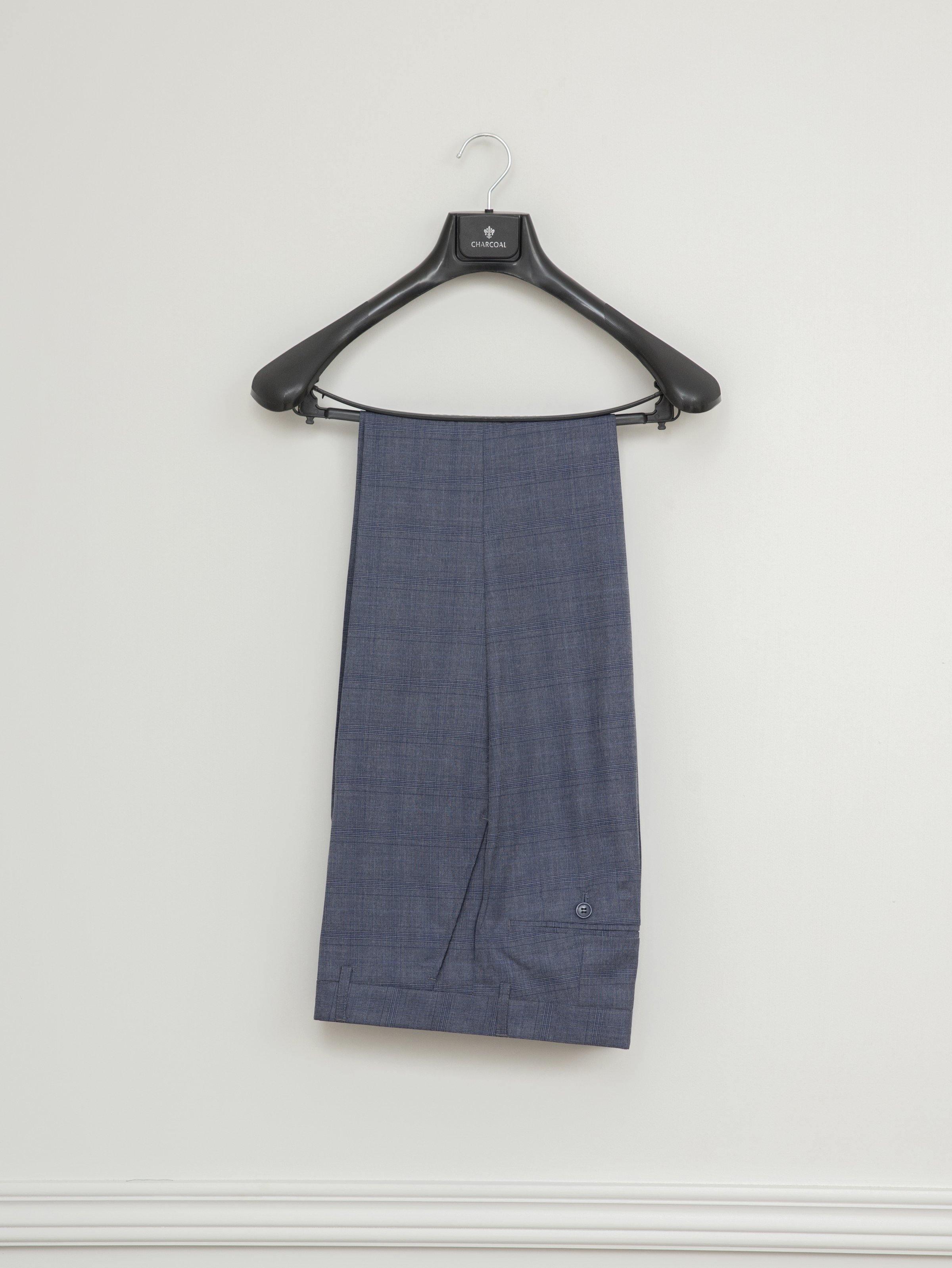 CHECK SUIT 2 BUTTON BLUE GREY at Charcoal Clothing