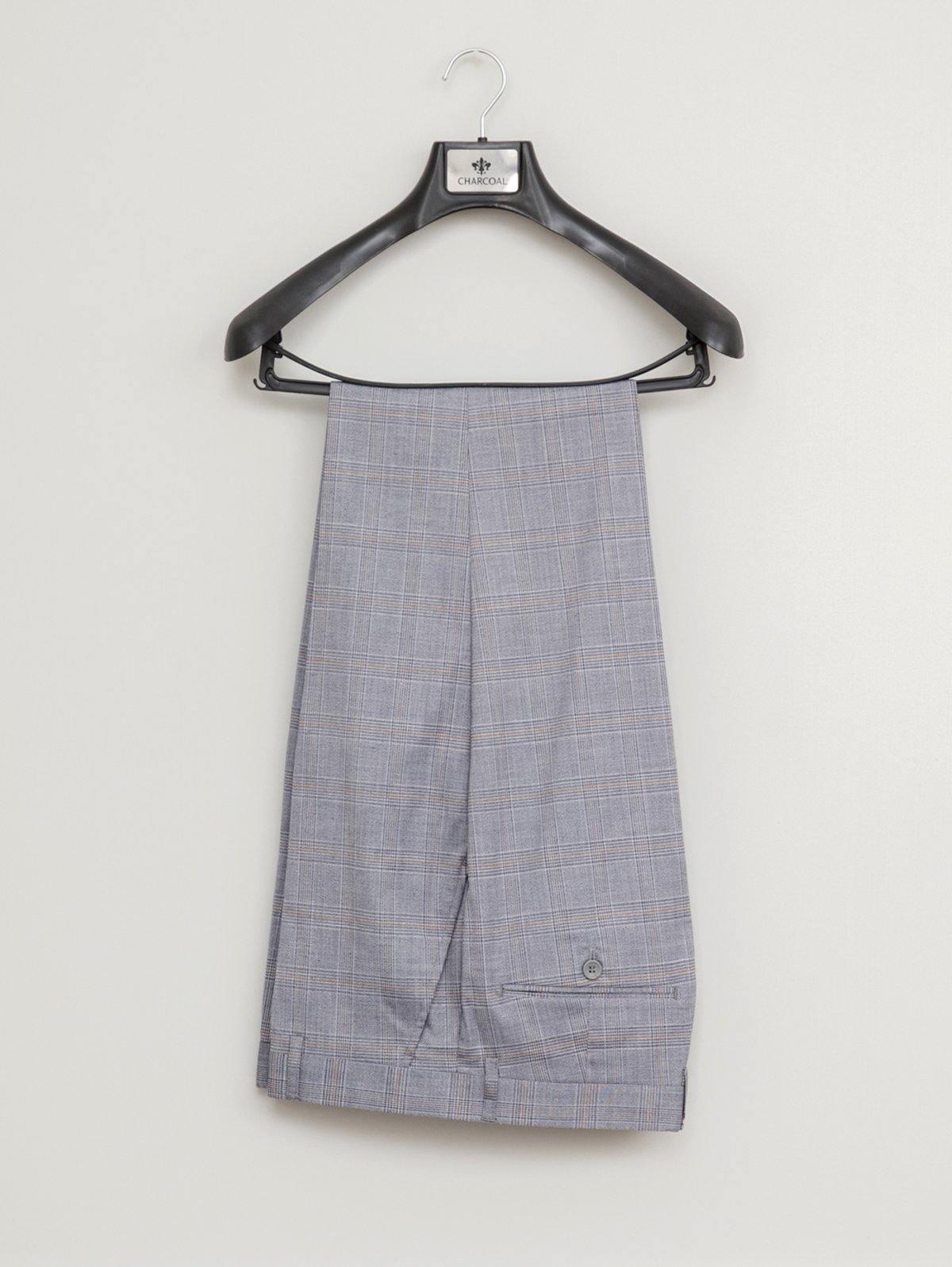 CHECK SUIT 2 BUTTON BLUE GREY at Charcoal Clothing