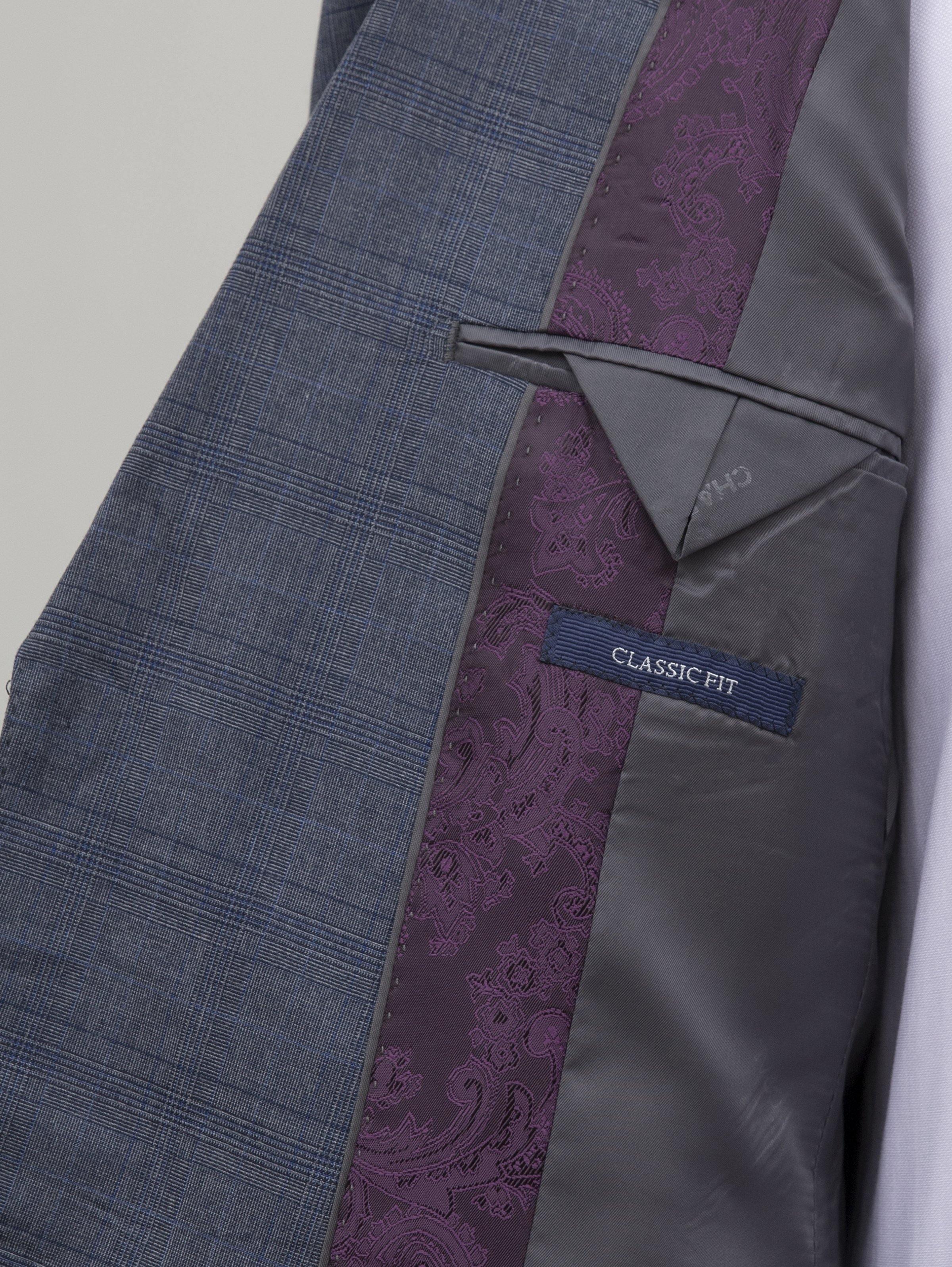 CHECK SUIT 2 BUTTON BLUE GREY at Charcoal Clothing