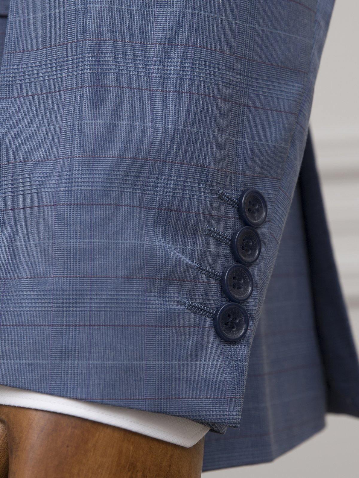 CHECK SUIT 2 BUTTON BLUE at Charcoal Clothing