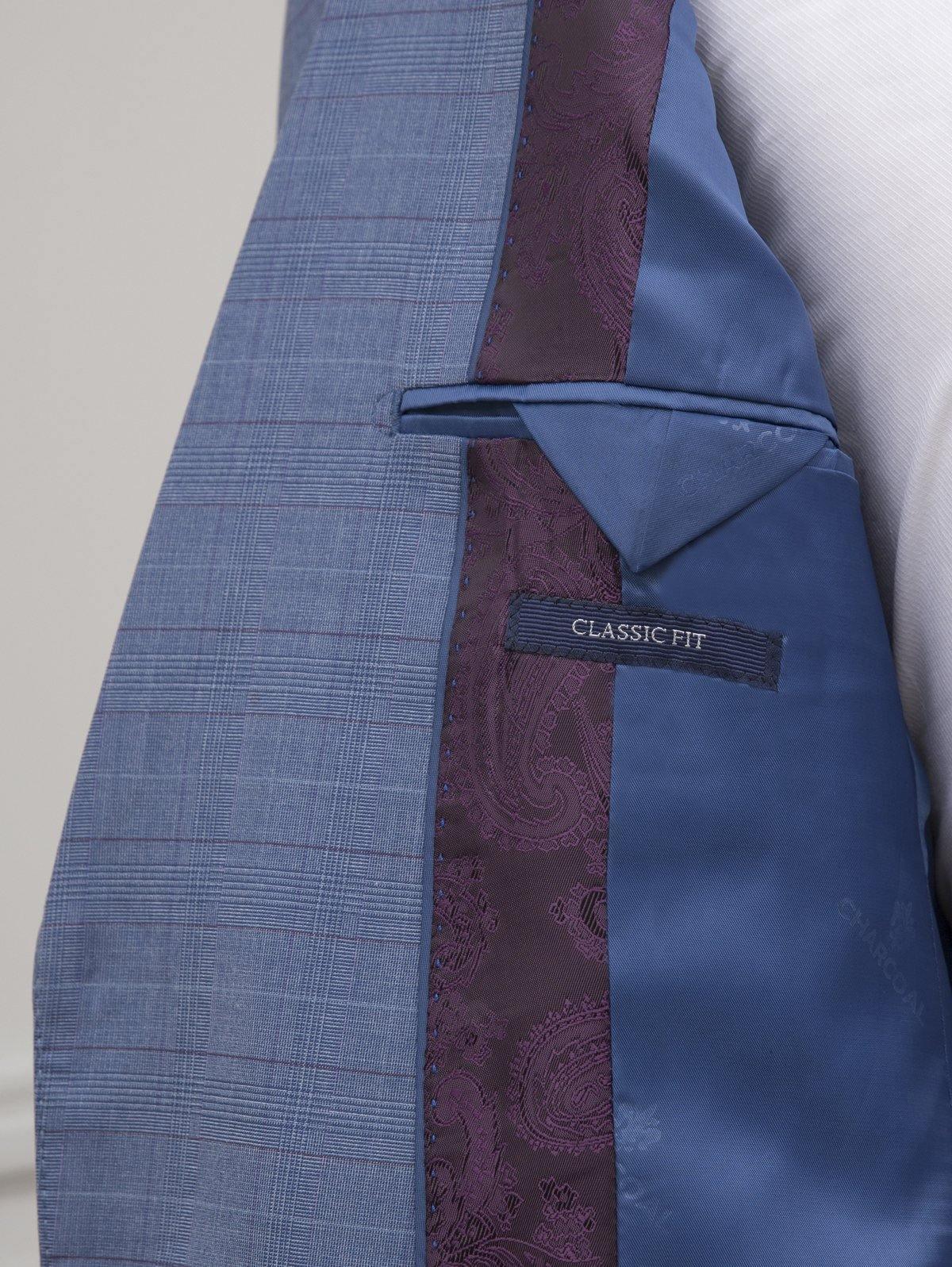 CHECK SUIT 2 BUTTON BLUE at Charcoal Clothing