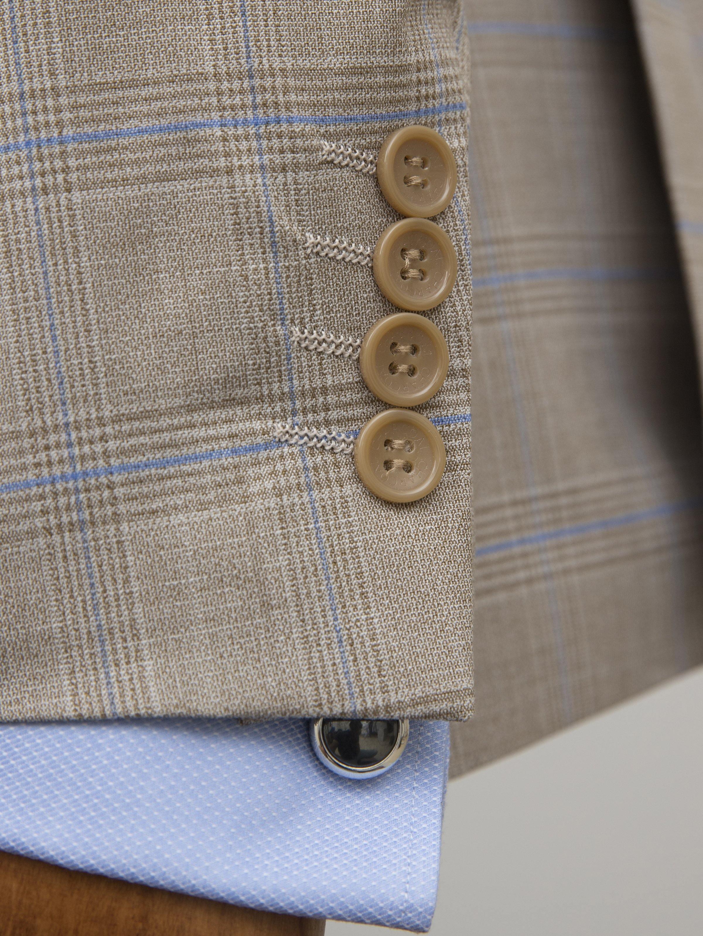 CHECK SUIT 2 BUTTON LIGHT BROWN CHECK at Charcoal Clothing