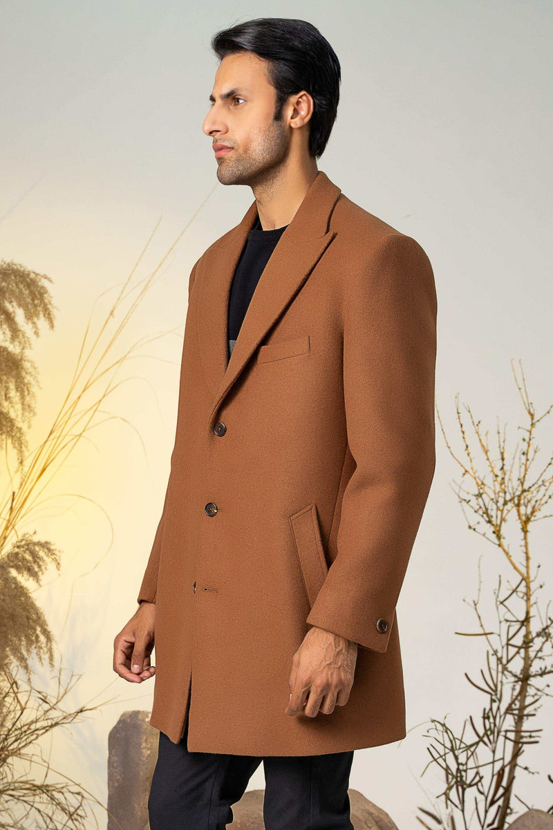 Men's Brown Single Breasted Full Length Top Coat Seattle main image 0