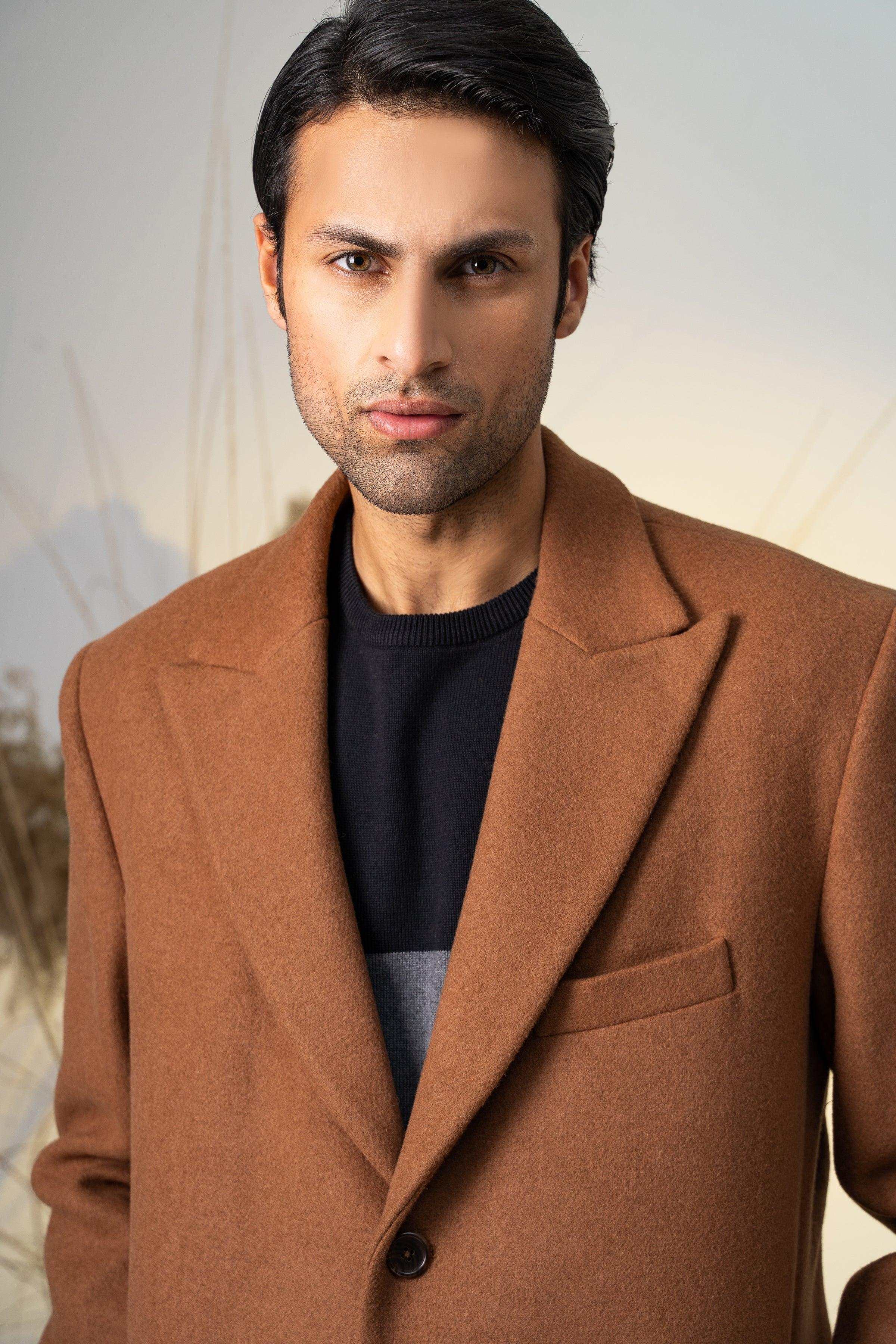 CLASSIC SINGLE BREAST COAT BROWN at Charcoal Clothing