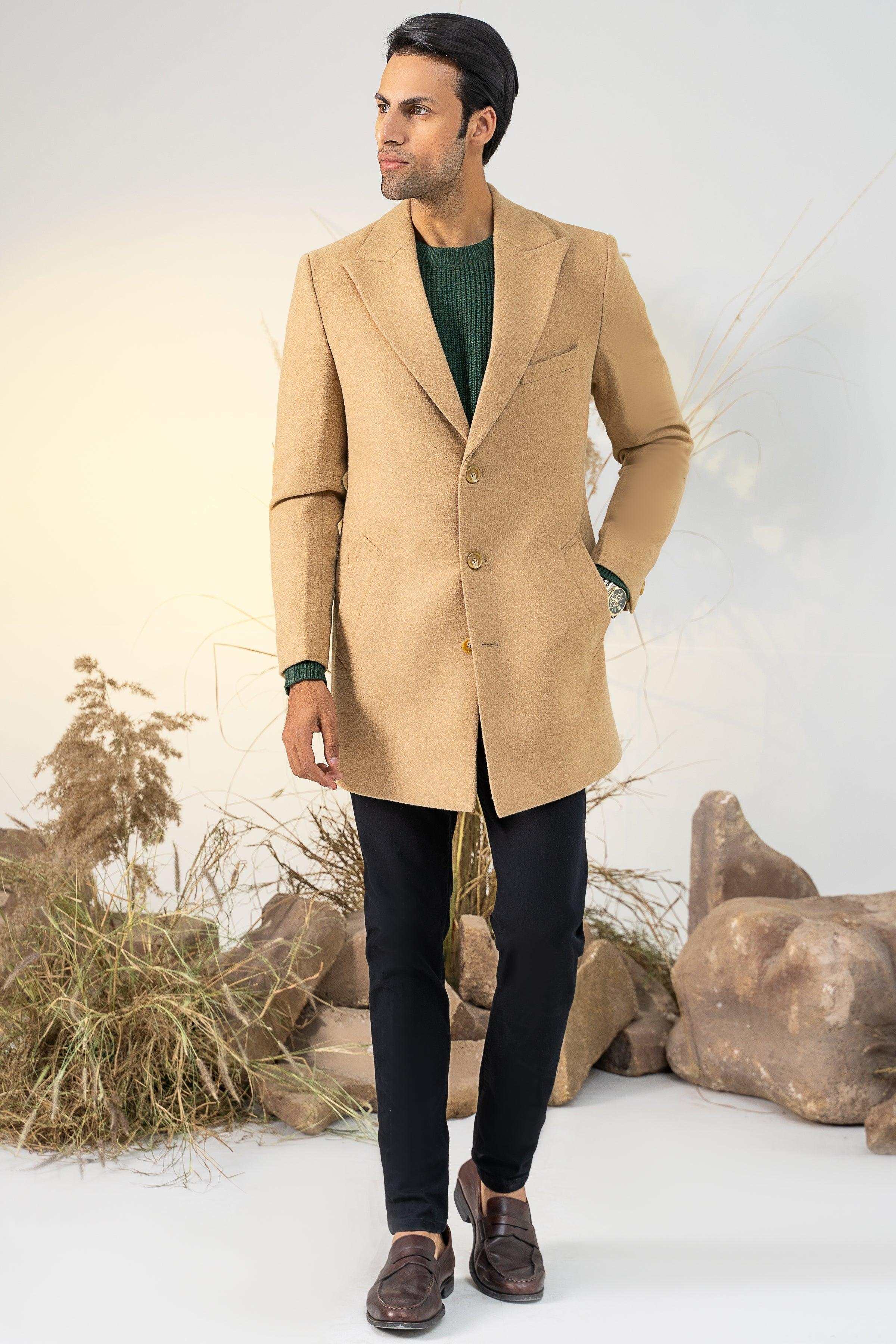 CLASSIC SINGLE BREAST COAT LIGHT TAN at Charcoal Clothing