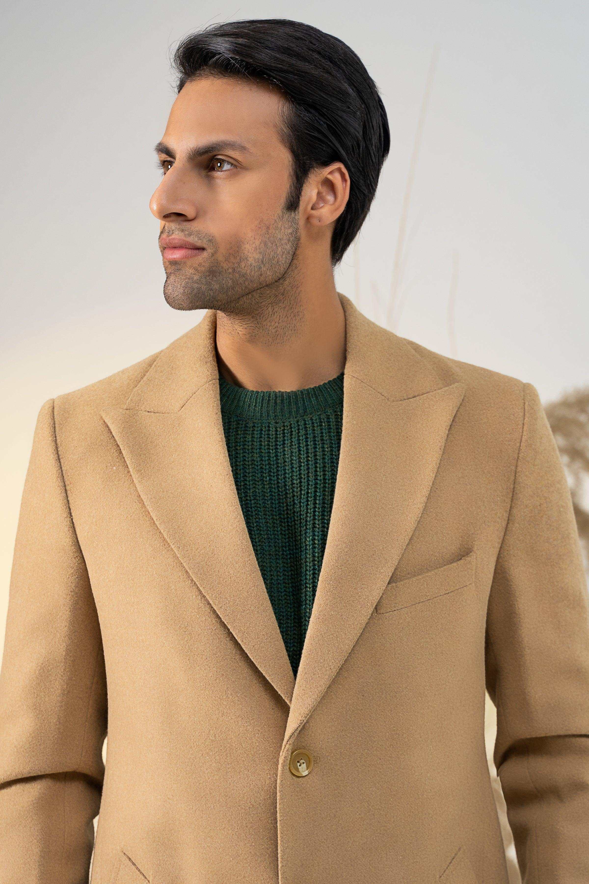CLASSIC SINGLE BREAST COAT LIGHT TAN at Charcoal Clothing