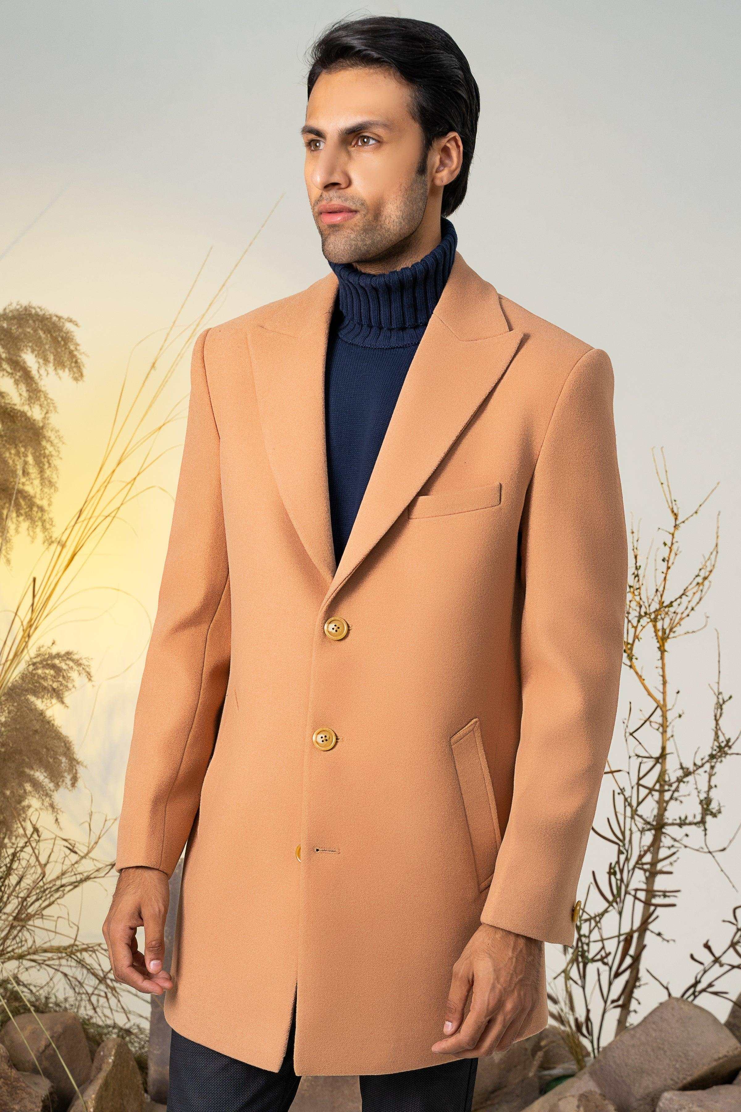 CLASSIC SINGLE BREAST COAT SAND STONE at Charcoal Clothing