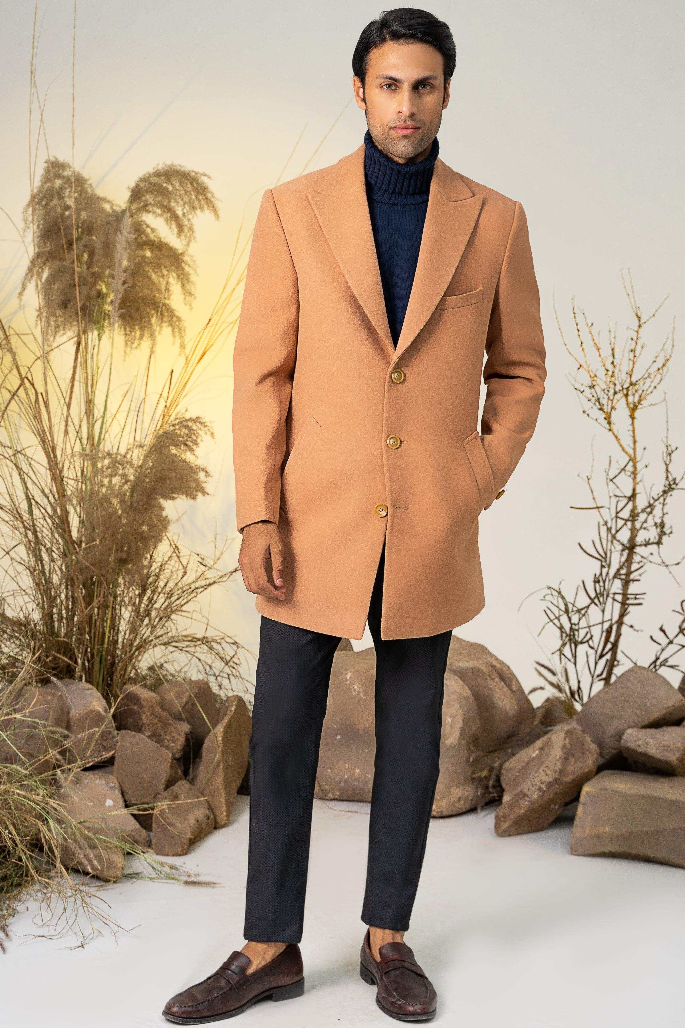 CLASSIC SINGLE BREAST COAT SAND STONE at Charcoal Clothing