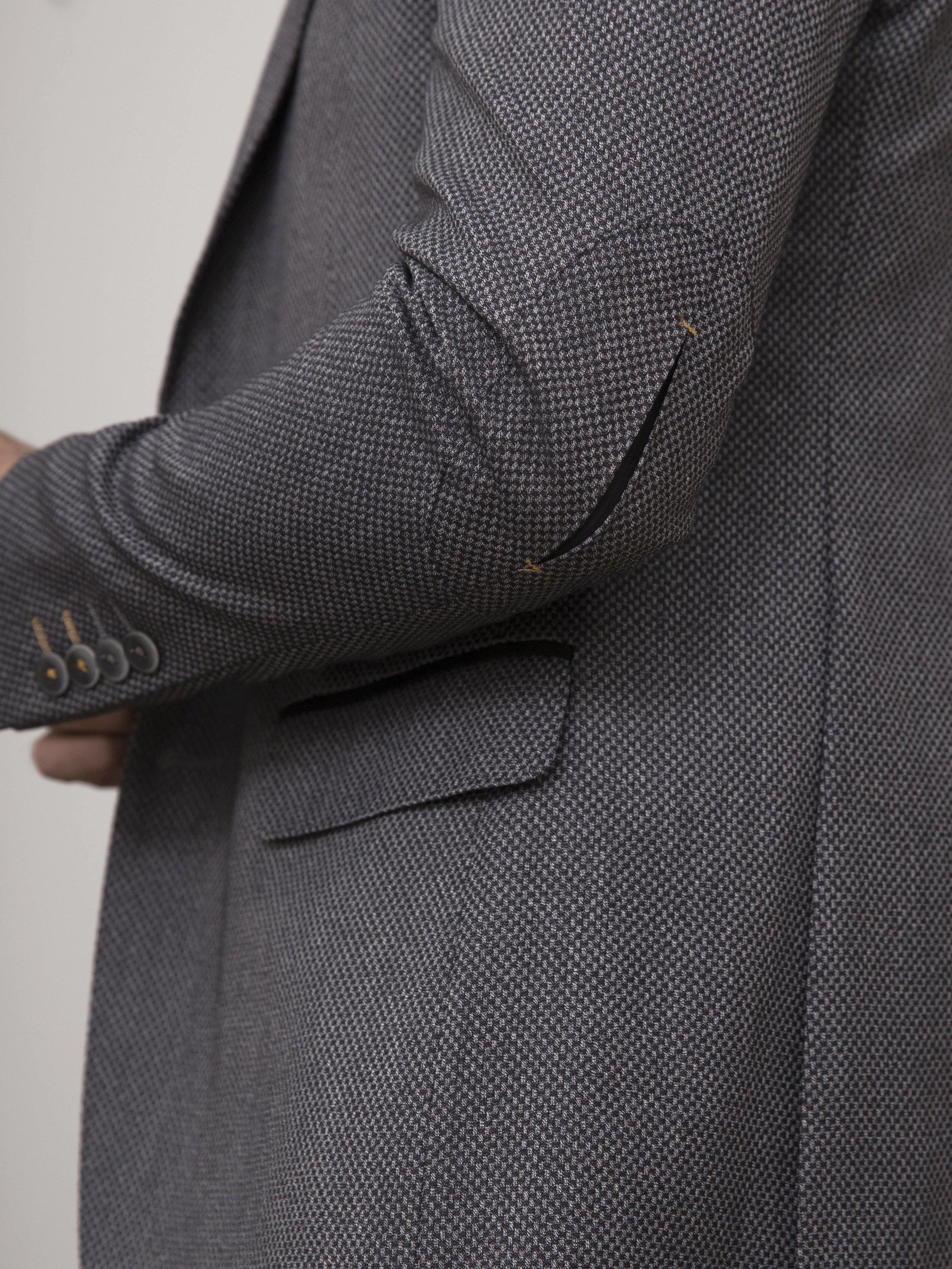 COAT 2 BUTTON SLIM FIT BLACK GREY at Charcoal Clothing