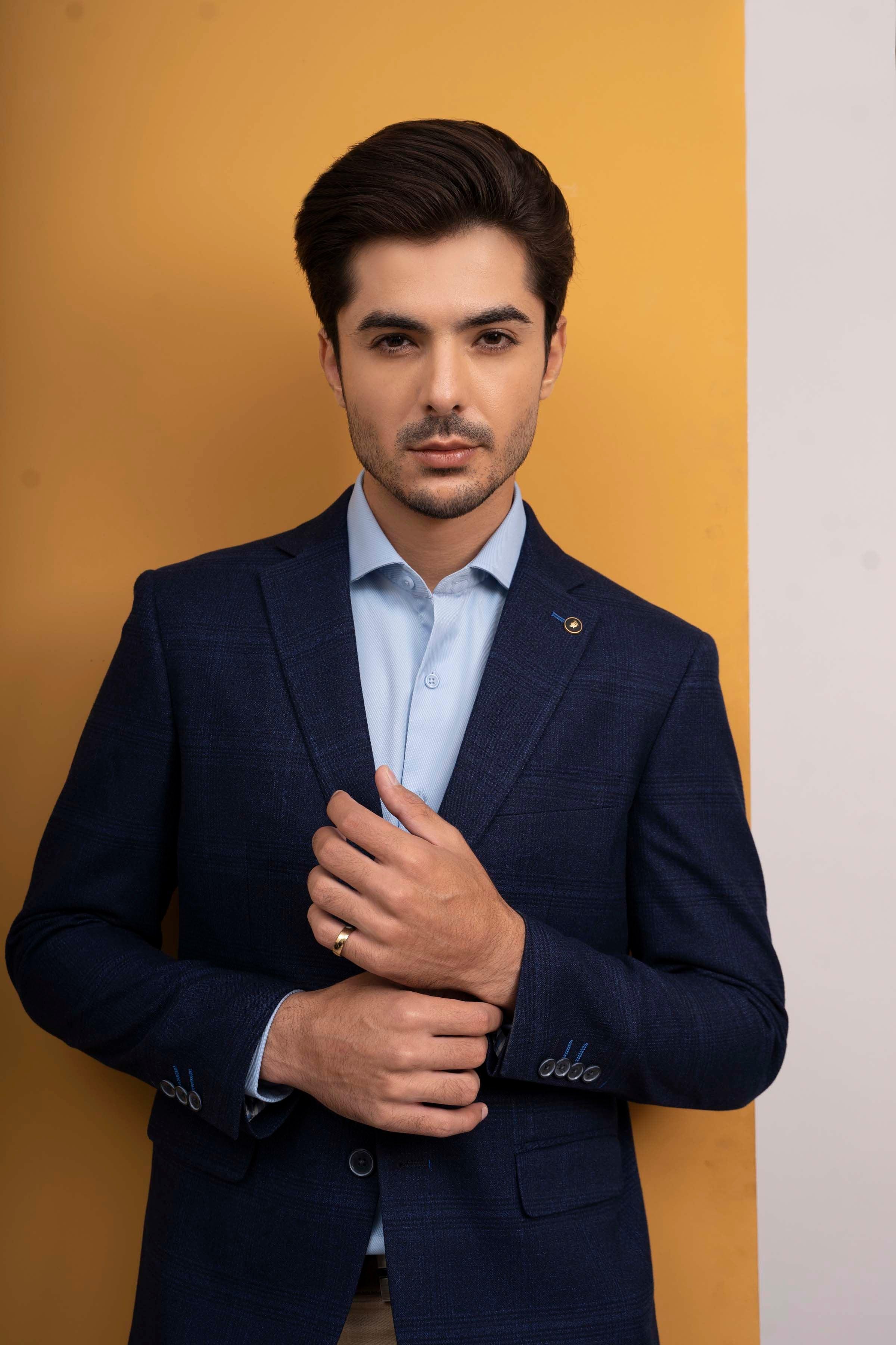COAT SLIM FIT BLUE at Charcoal Clothing