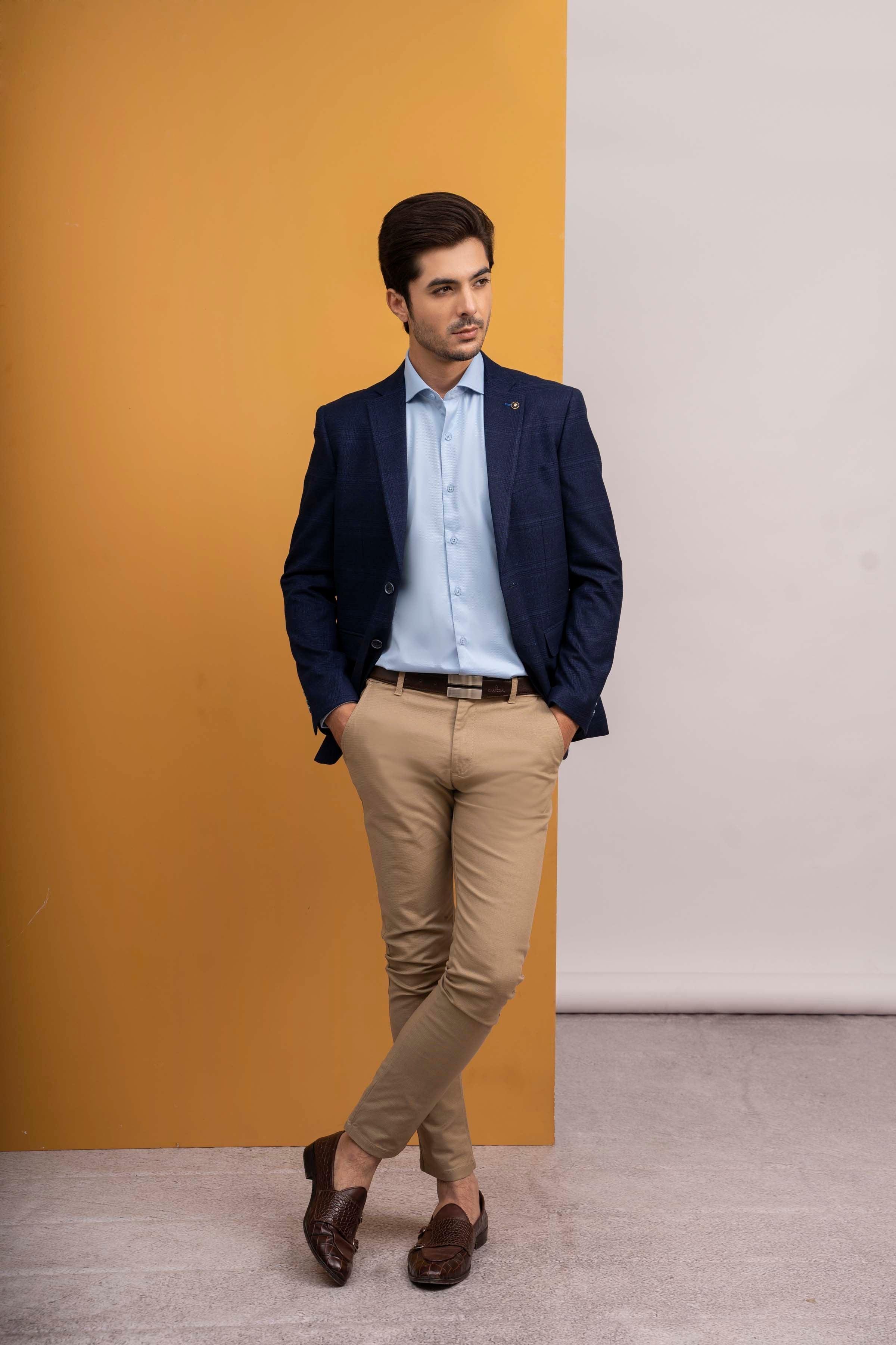 COAT SLIM FIT BLUE at Charcoal Clothing