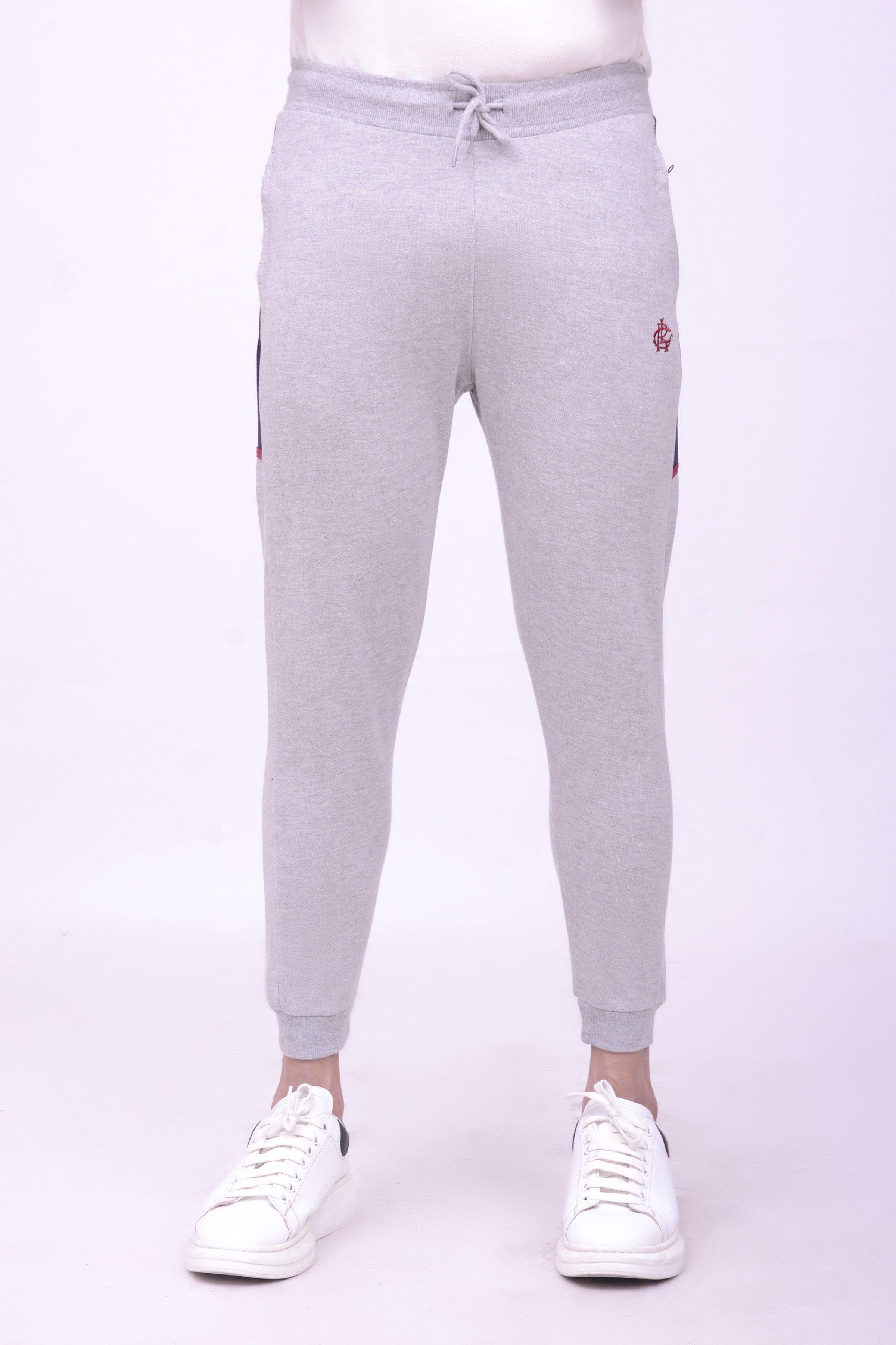 CONTRAST PANEL TERRY TROUSER GREY at Charcoal Clothing