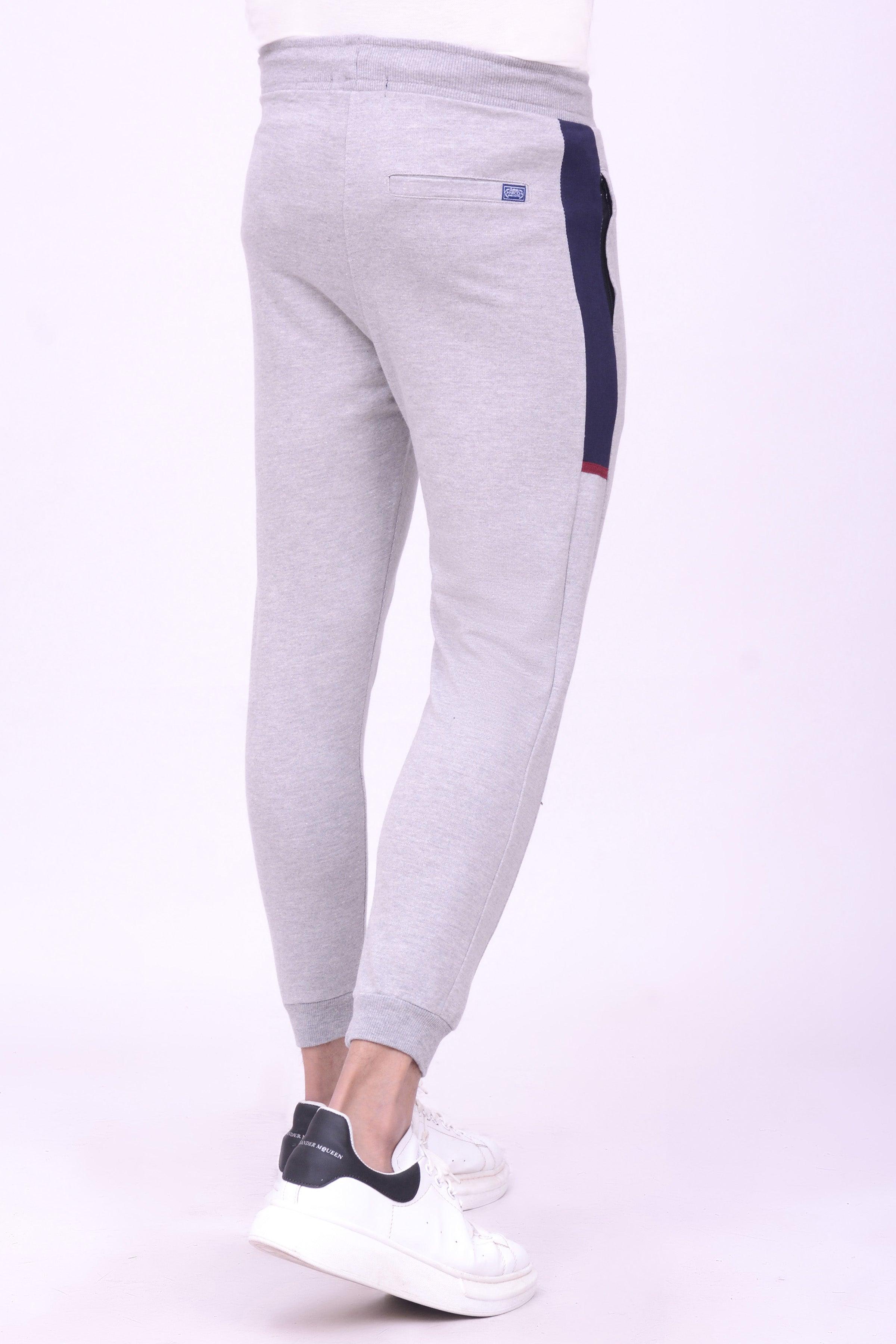 CONTRAST PANEL TERRY TROUSER GREY at Charcoal Clothing