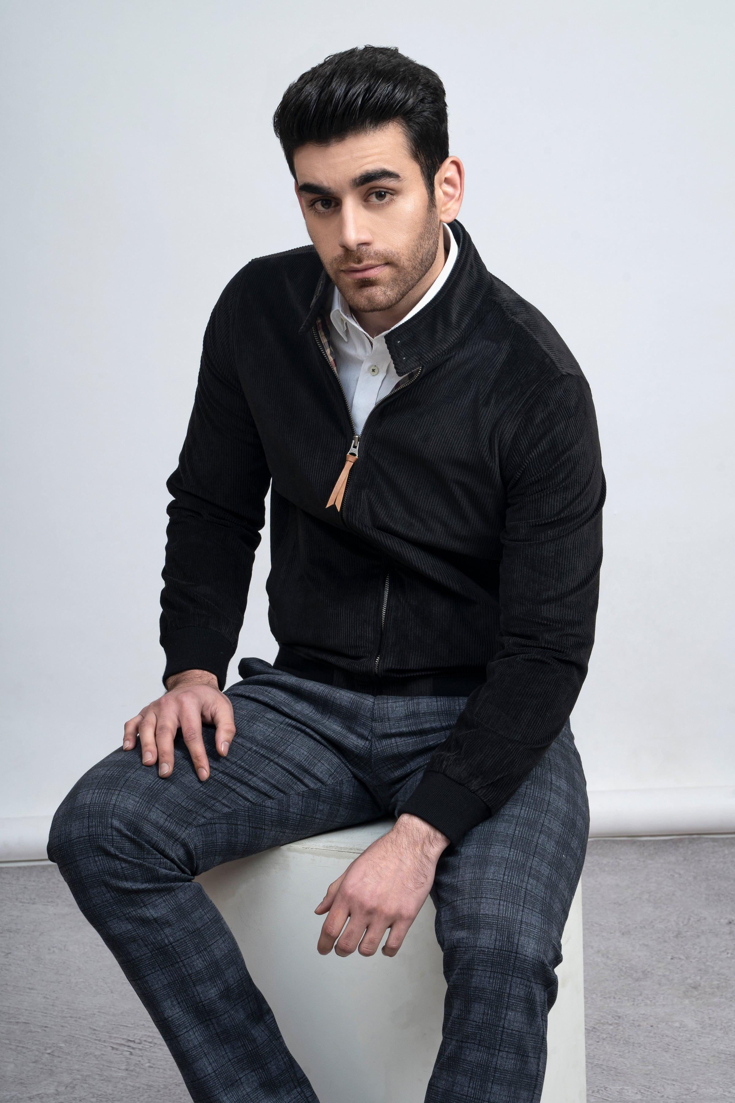 CORDUROY JACKET F/S BLACK at Charcoal Clothing