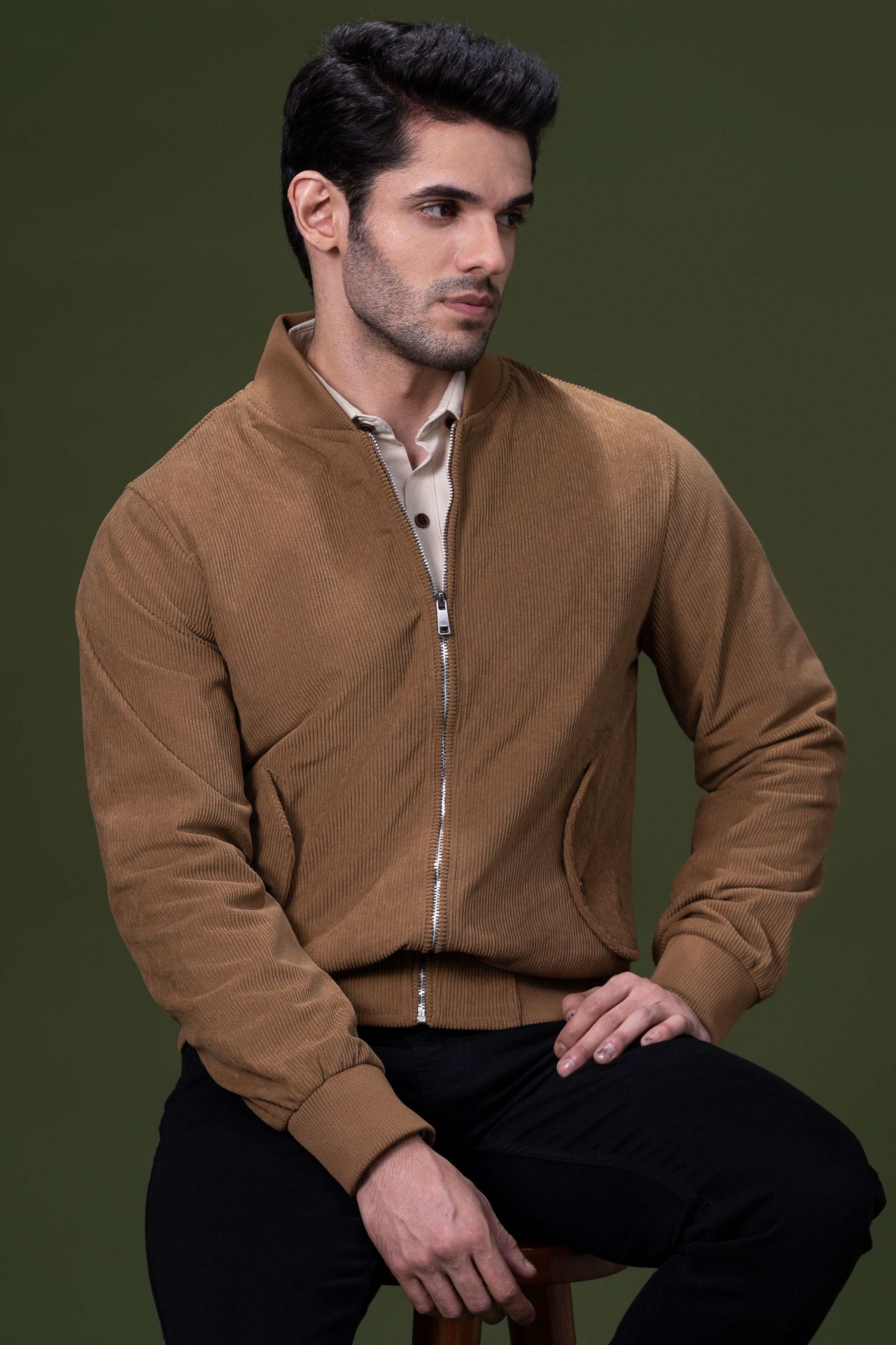 CORDUROY JACKET KHAKI at Charcoal Clothing