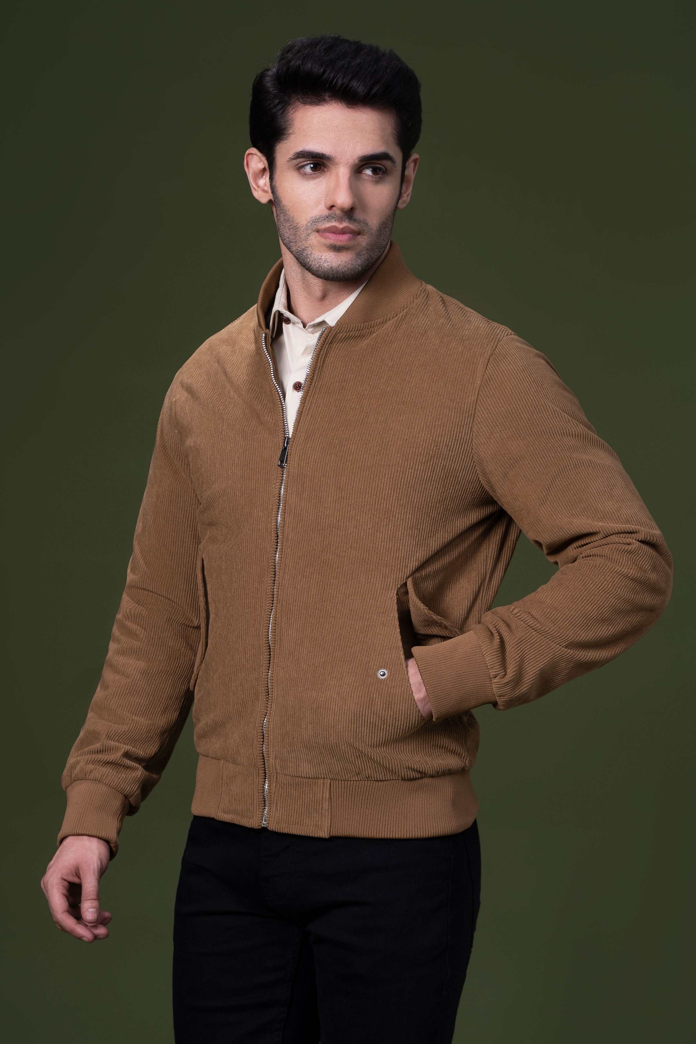 CORDUROY JACKET KHAKI at Charcoal Clothing