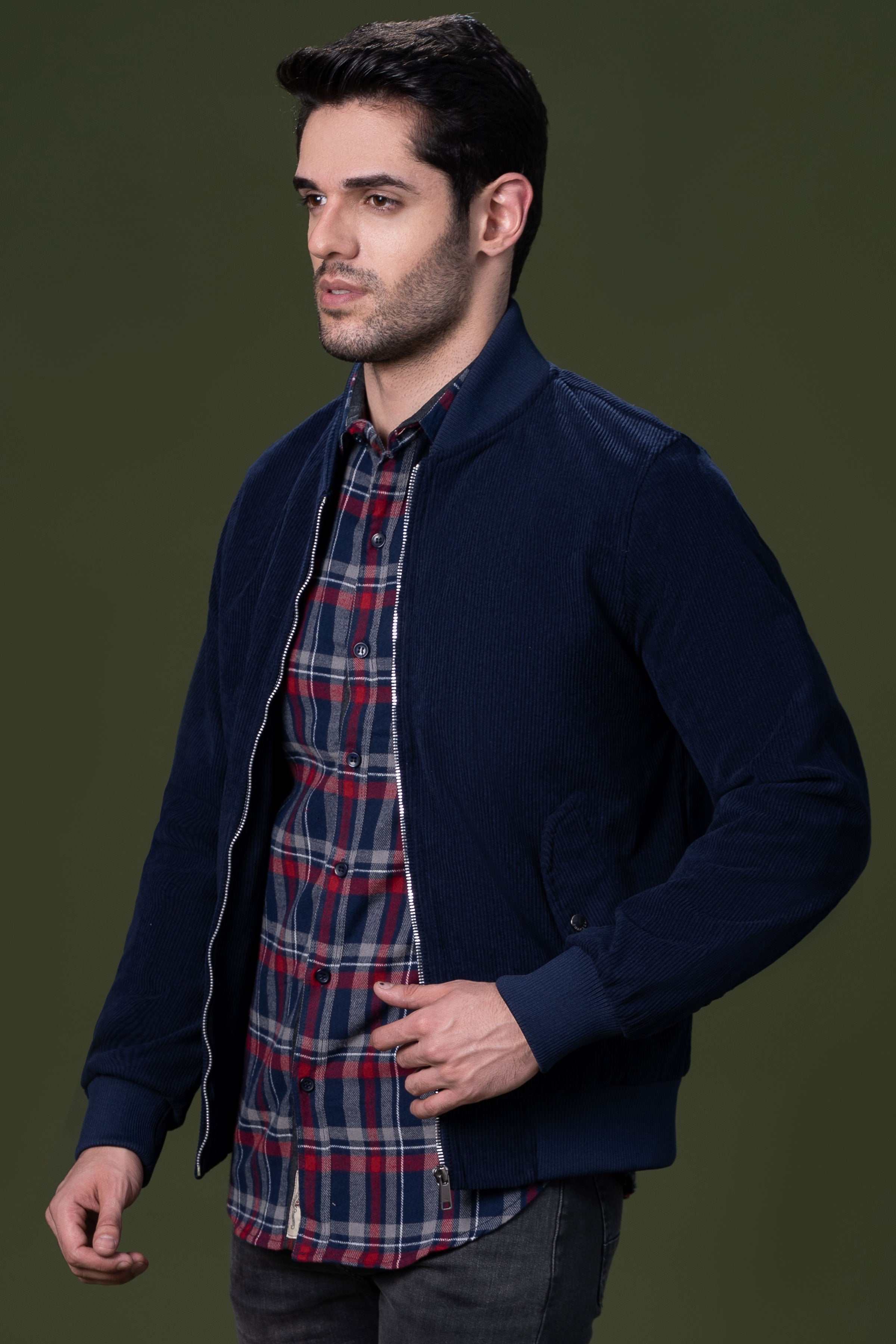 CORDUROY JACKET NAVY at Charcoal Clothing