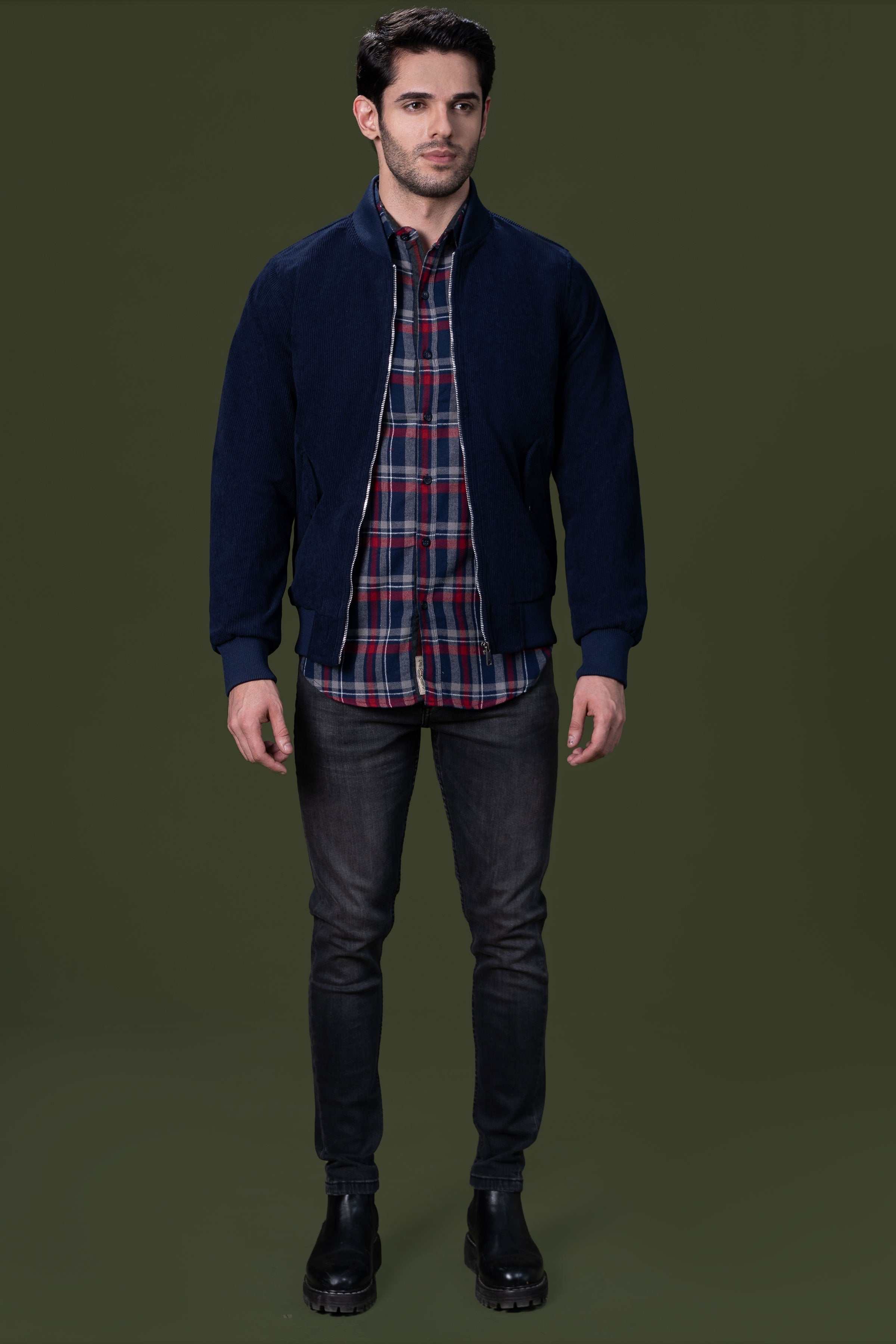 CORDUROY JACKET NAVY at Charcoal Clothing