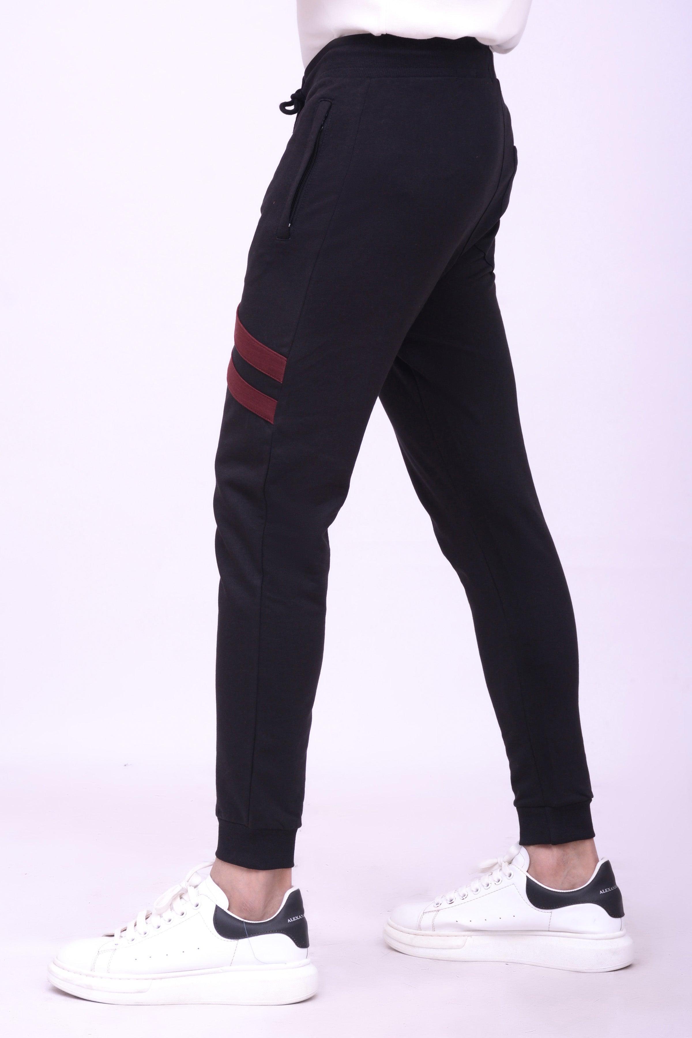 CROSS PANEL TERRY TROUSER BLACK at Charcoal Clothing