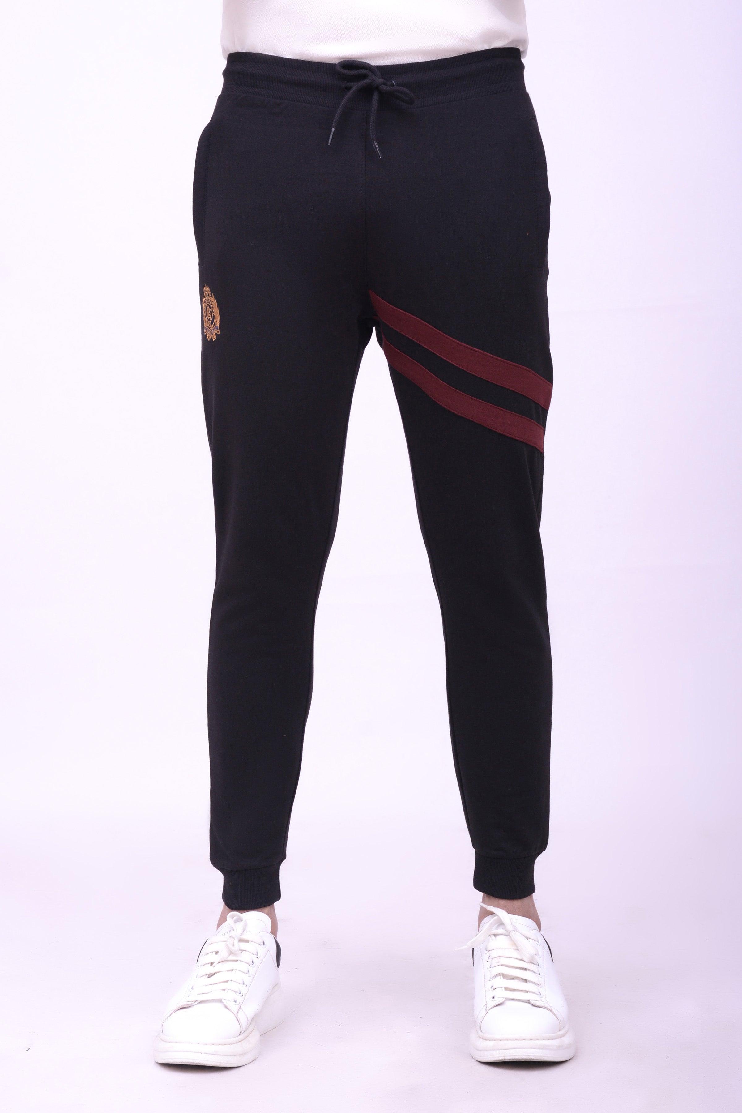 CROSS PANEL TERRY TROUSER BLACK at Charcoal Clothing