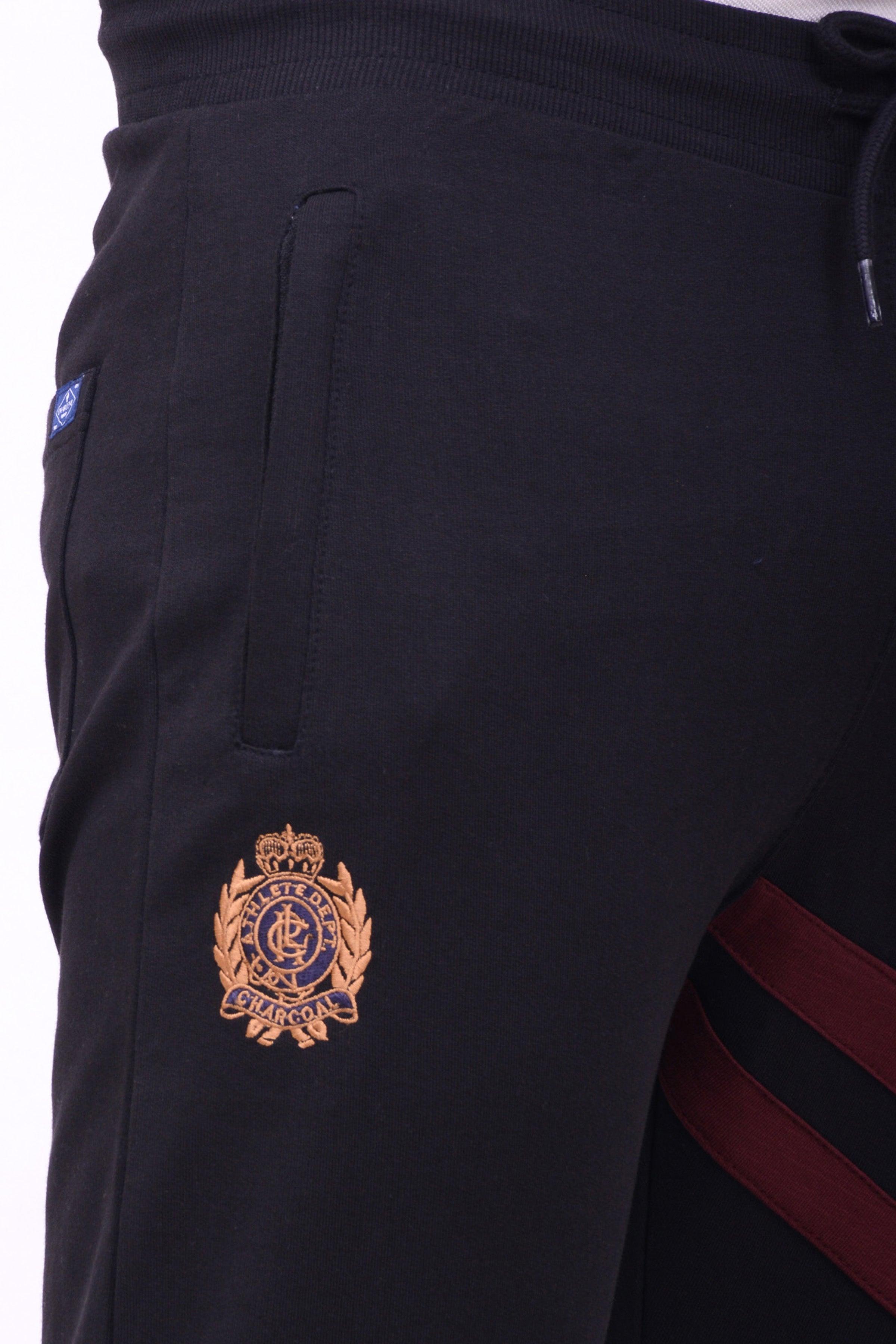 CROSS PANEL TERRY TROUSER BLACK at Charcoal Clothing