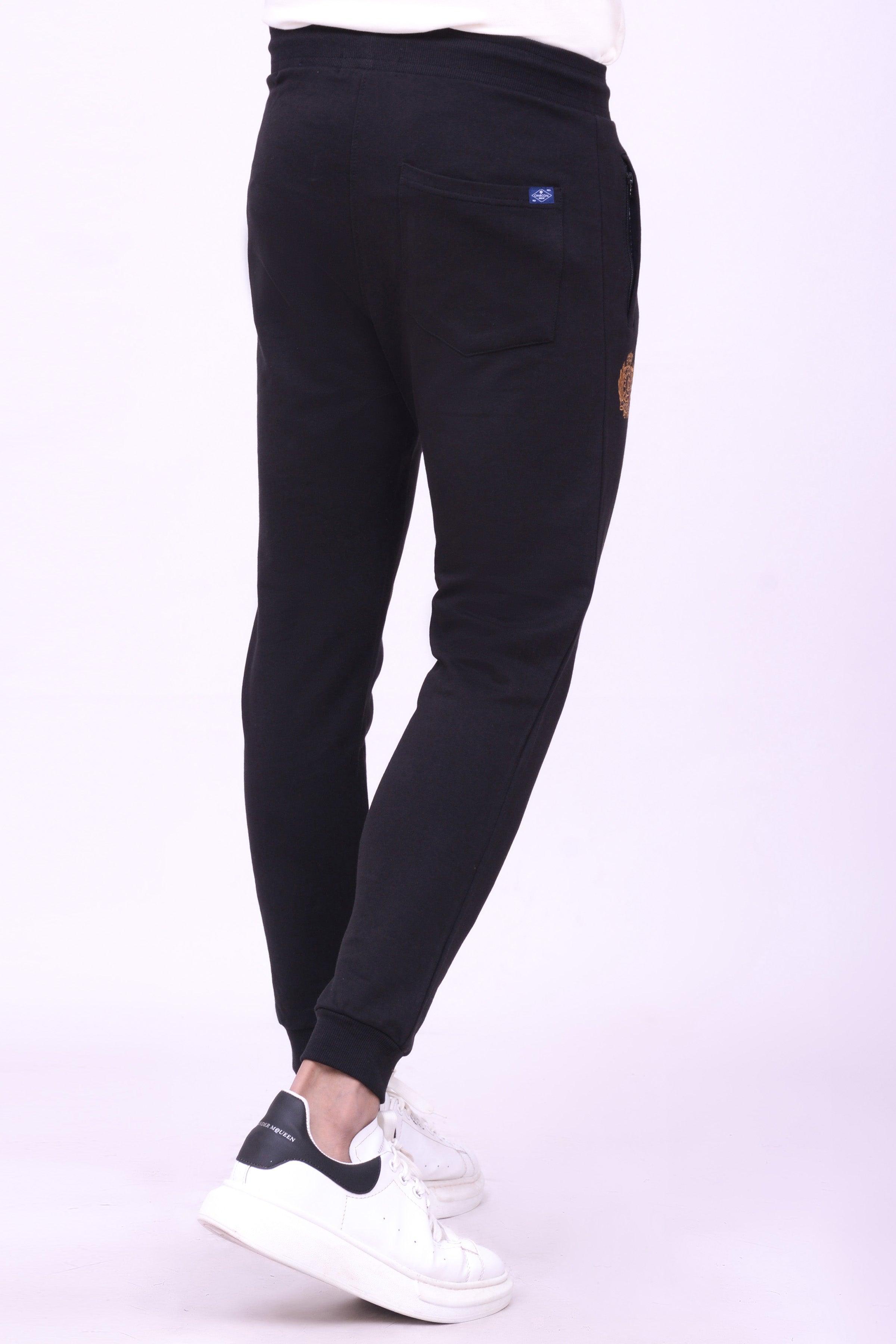 CROSS PANEL TERRY TROUSER BLACK at Charcoal Clothing
