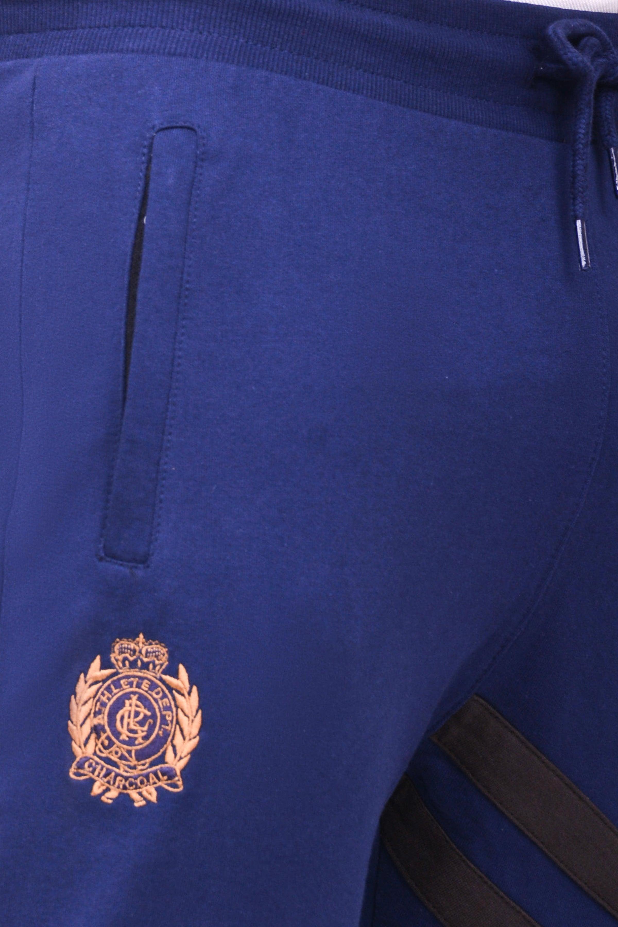 CROSS PANEL TERRY TROUSER NAVY at Charcoal Clothing