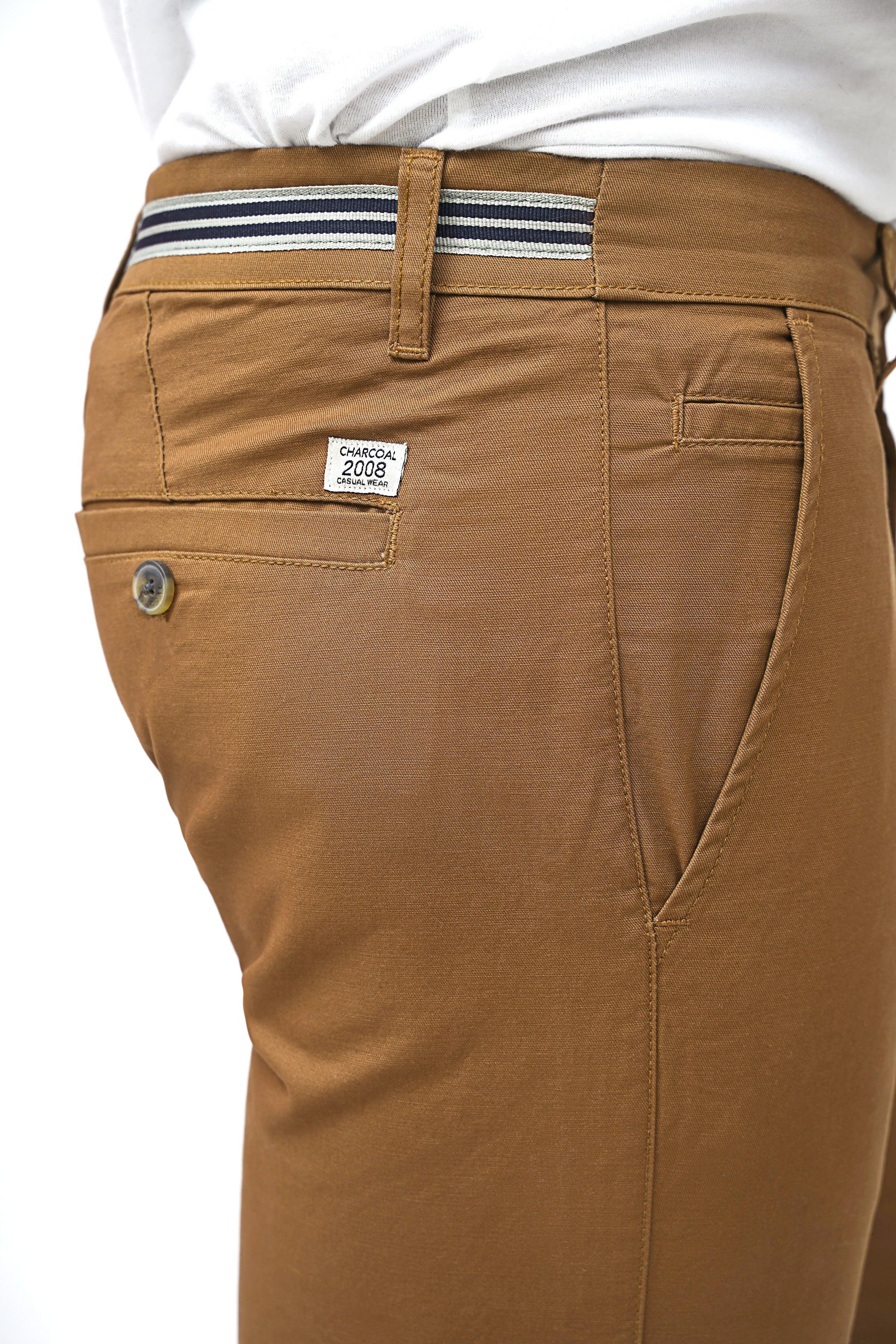 CROSS POCKET CHINO CAMEL SHORTS at Charcoal Clothing