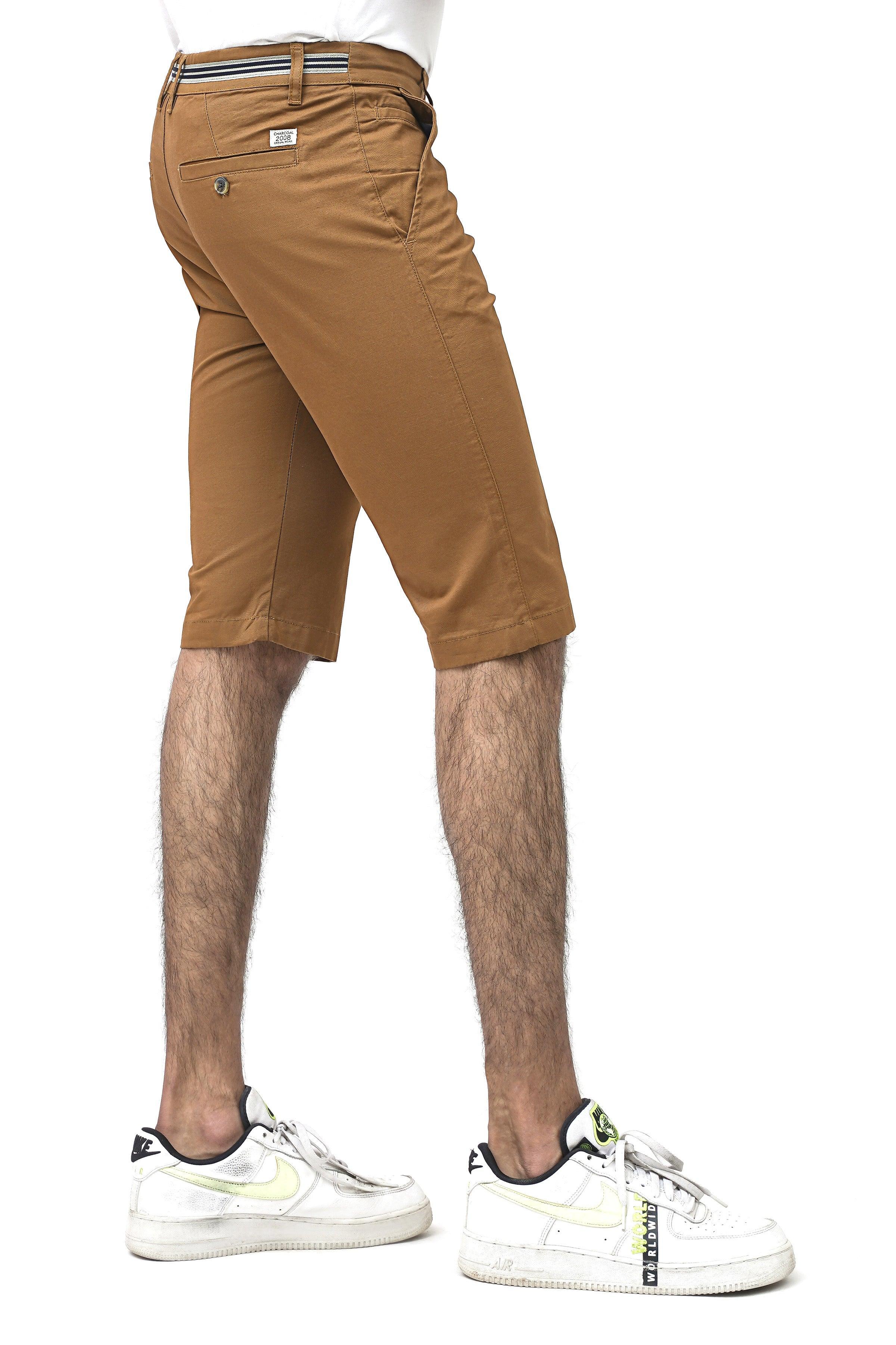 CROSS POCKET CHINO CAMEL SHORTS at Charcoal Clothing