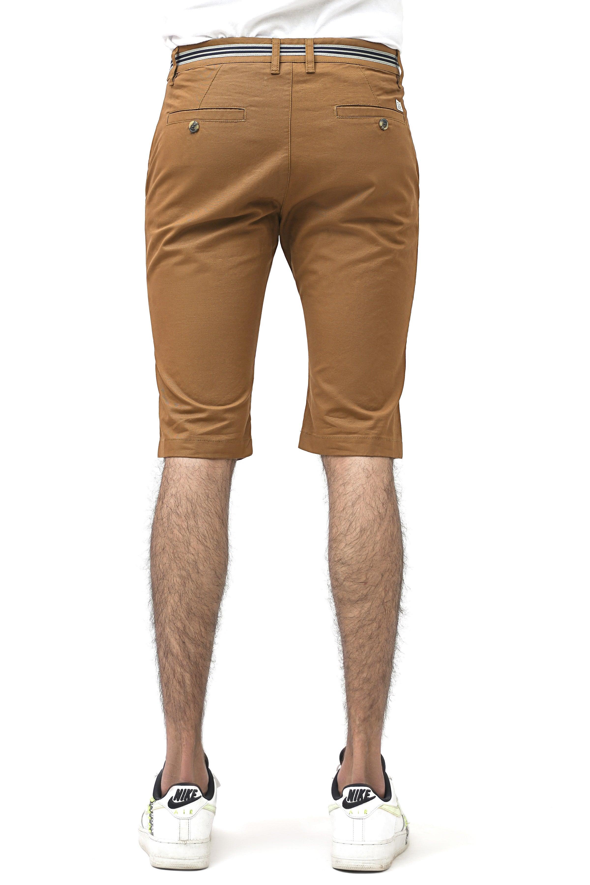CROSS POCKET CHINO CAMEL SHORTS at Charcoal Clothing