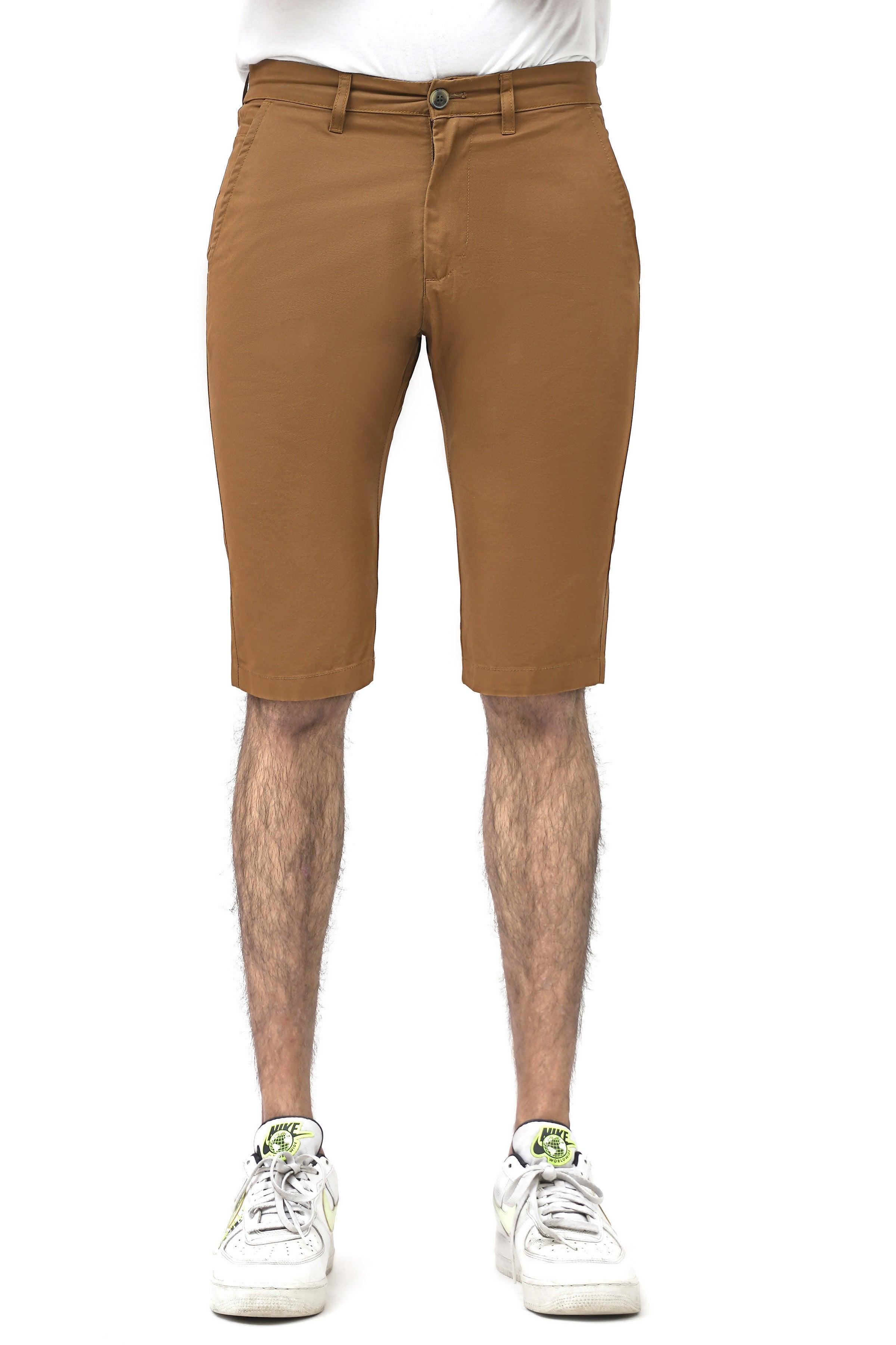 CROSS POCKET CHINO CAMEL SHORTS at Charcoal Clothing