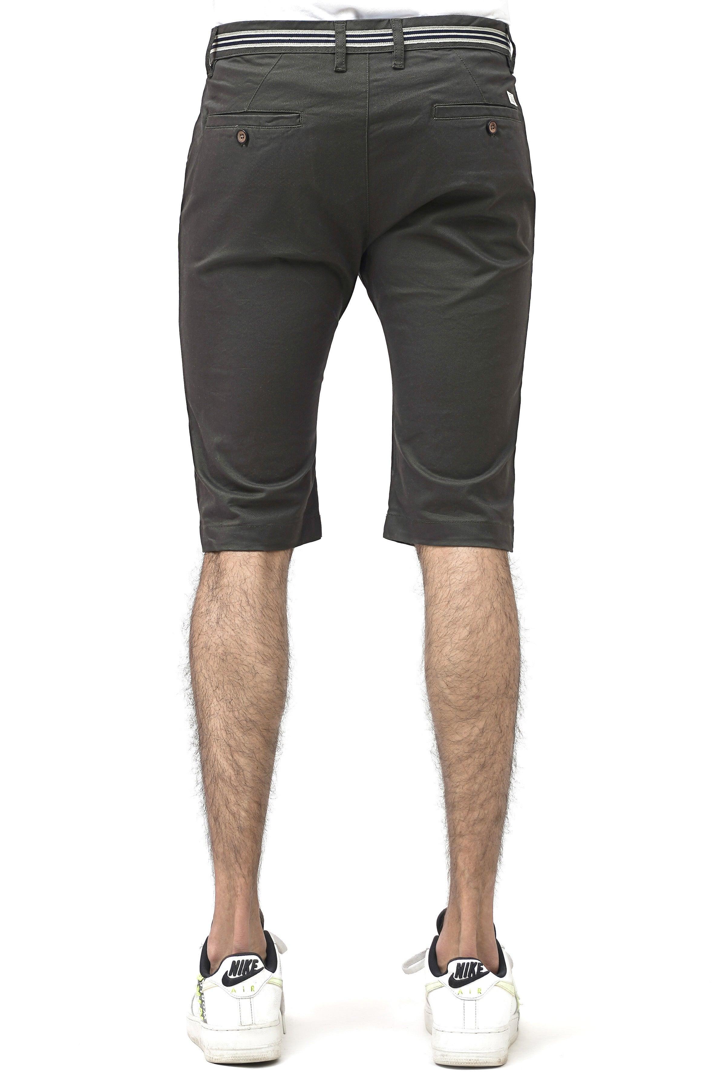 CROSS POCKET CHINO DARK OLIVE SHORTS at Charcoal Clothing