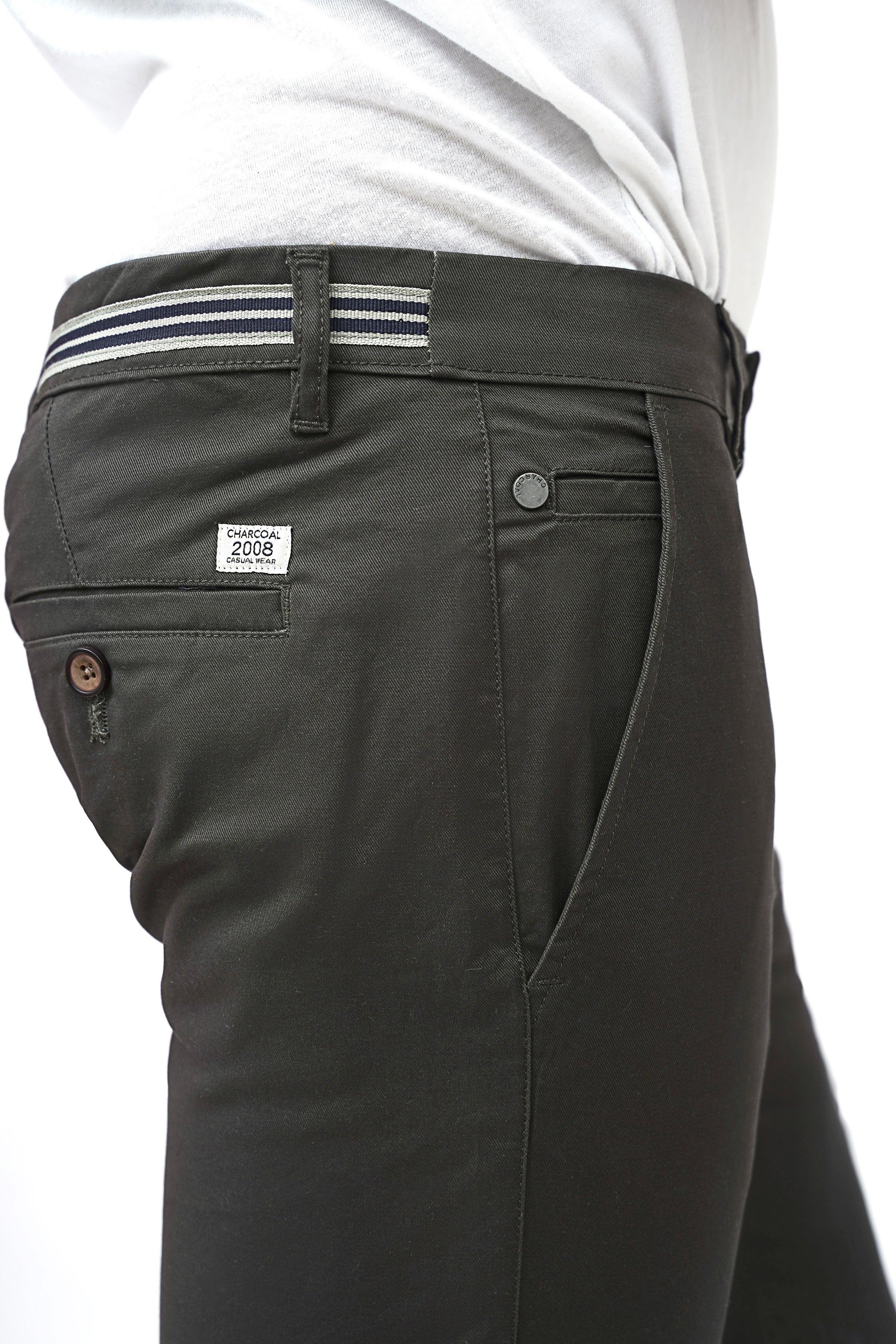 CROSS POCKET CHINO DARK OLIVE SHORTS at Charcoal Clothing