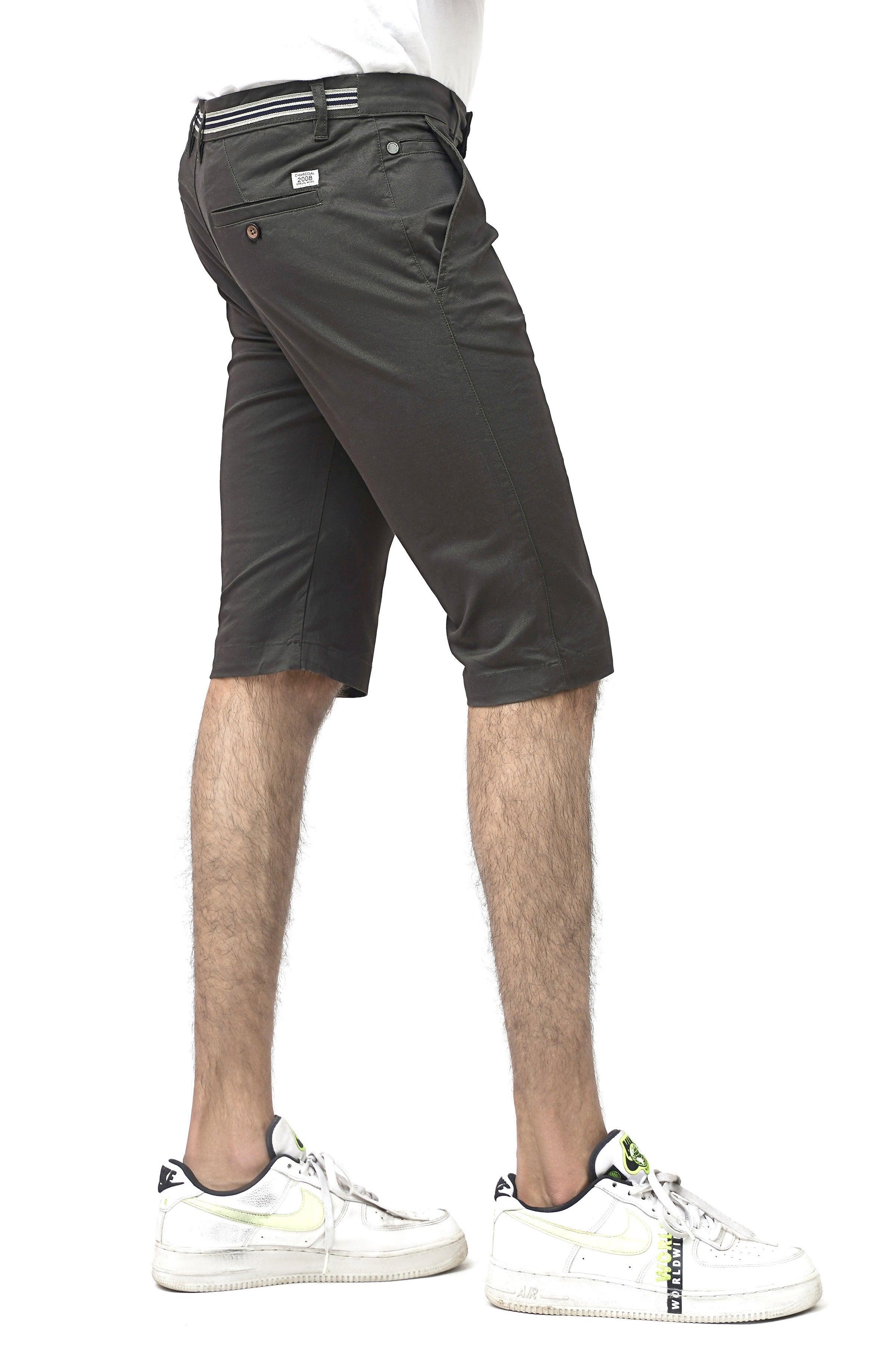 CROSS POCKET CHINO DARK OLIVE SHORTS at Charcoal Clothing