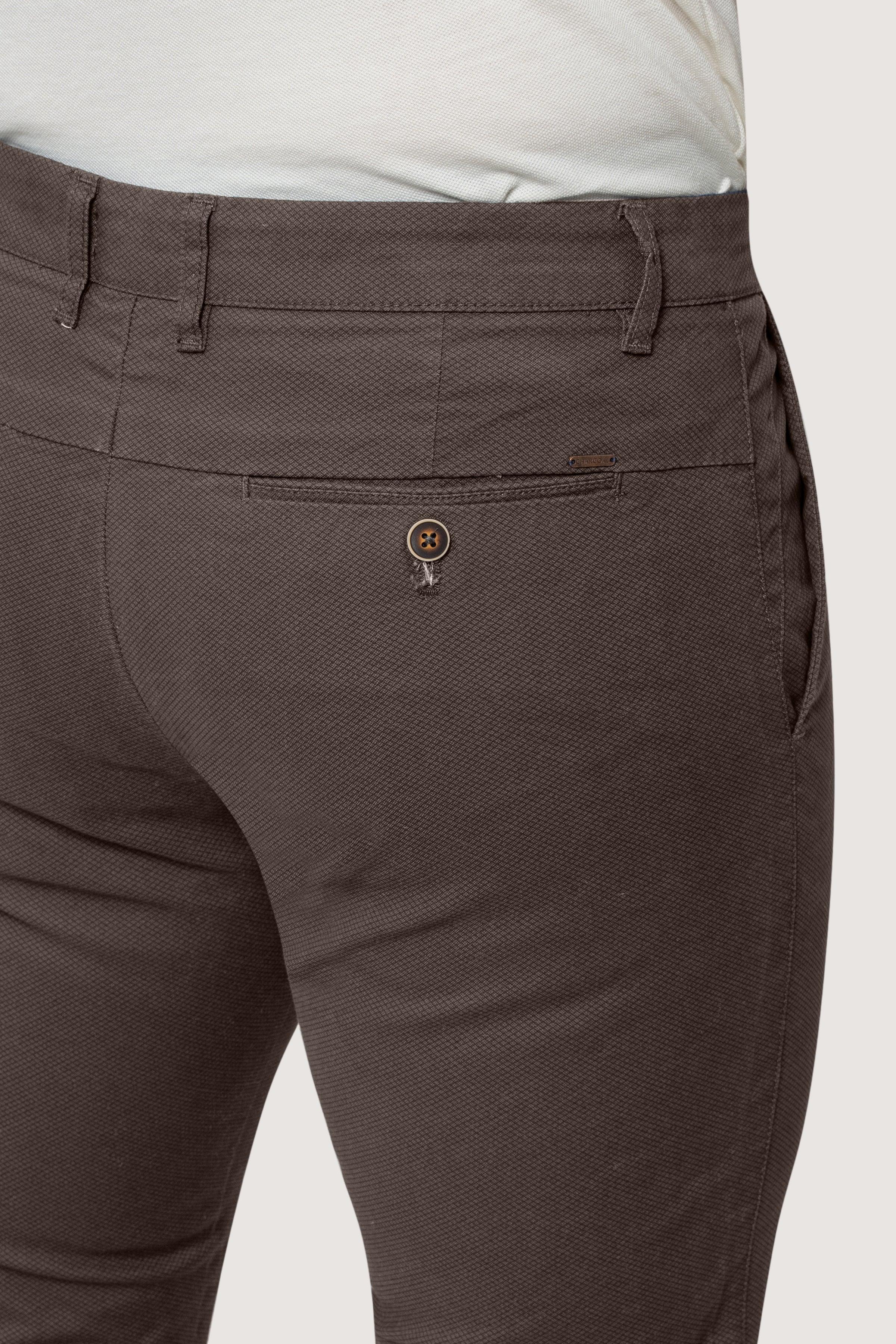 CROSS POCKET PRINTED PANT DARK BROWN at Charcoal Clothing