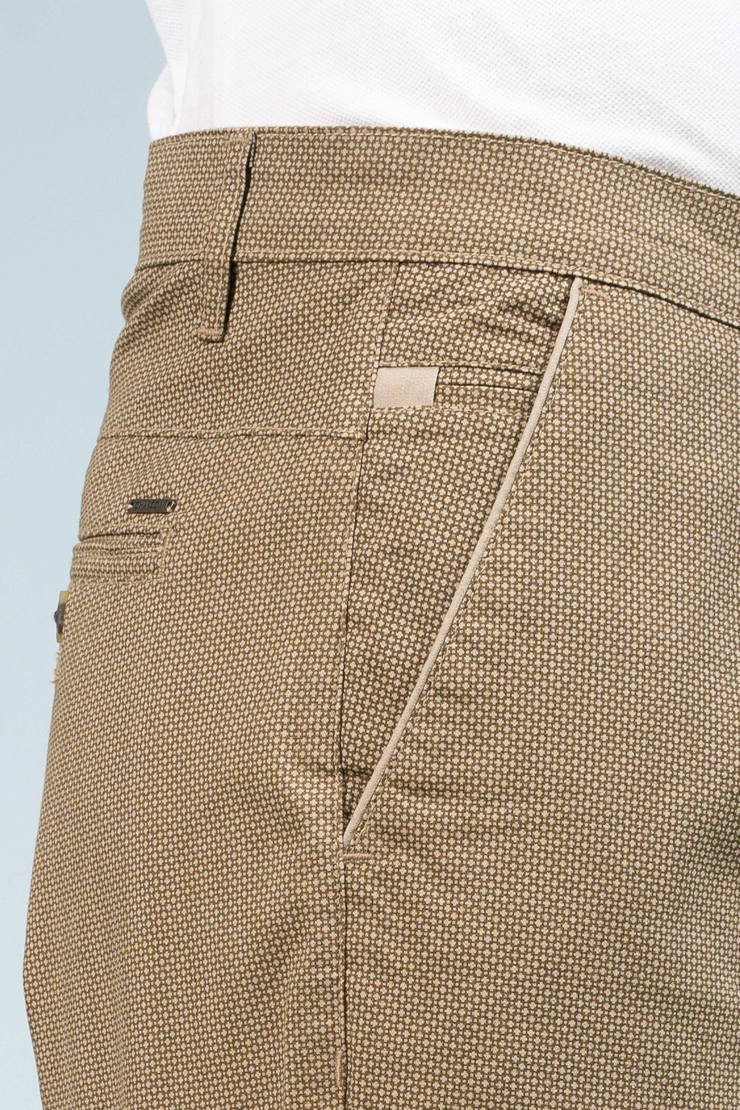 CROSS POCKET PRINTED PANT KHAKI at Charcoal Clothing